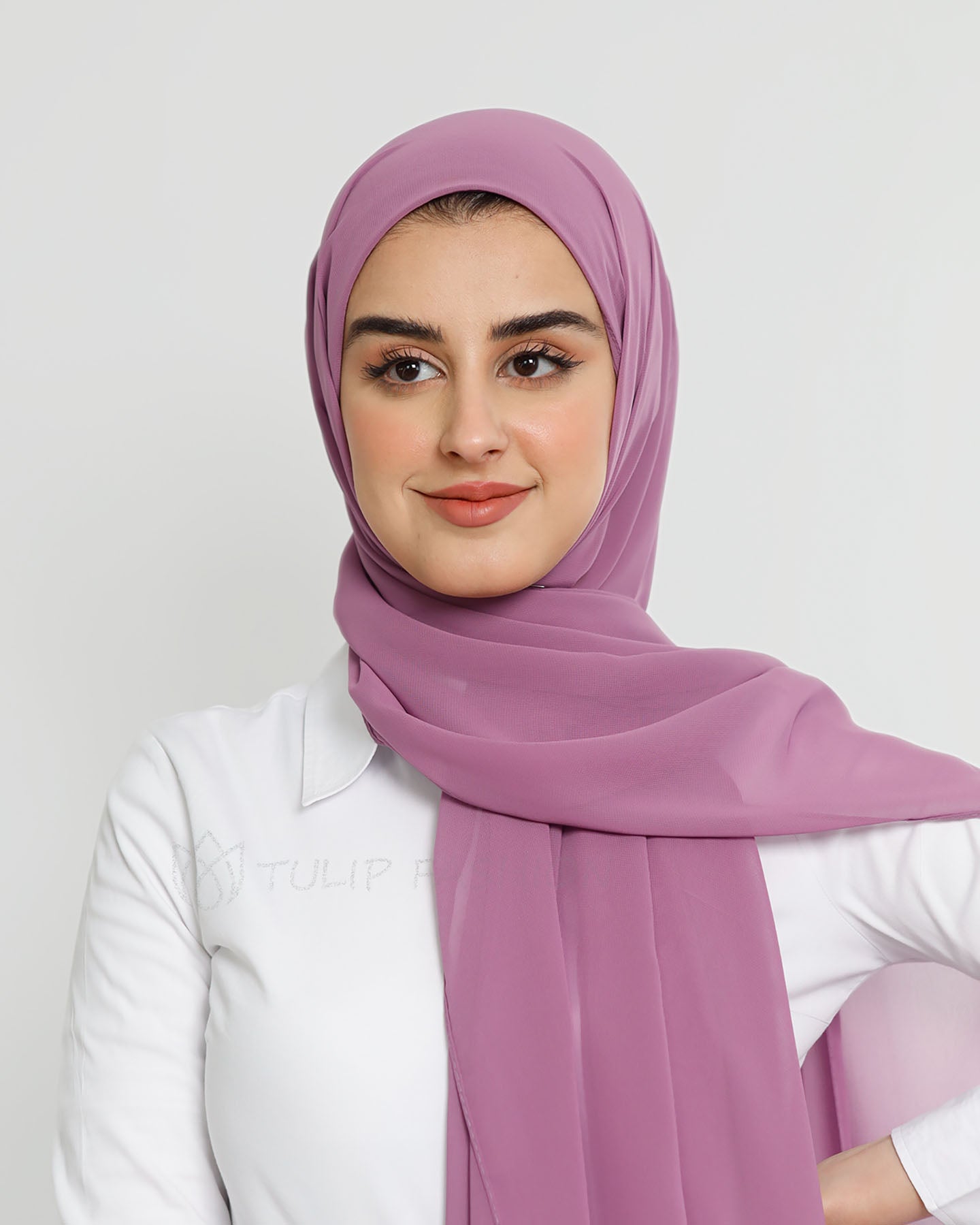 Hijab - Instant Chiffon With Cap - Purple