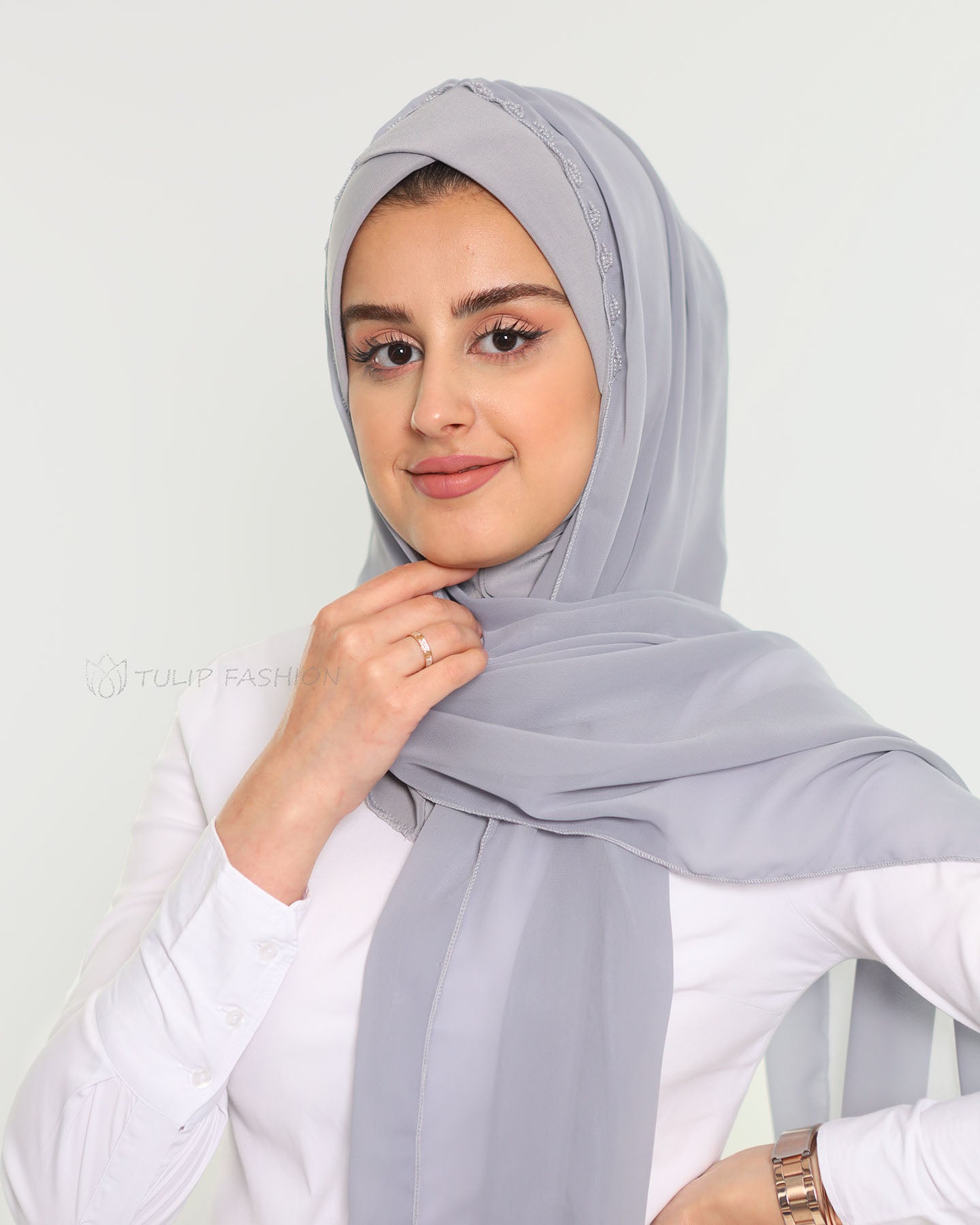 Hijab - Instant Chiffon Lamar - Light Gray