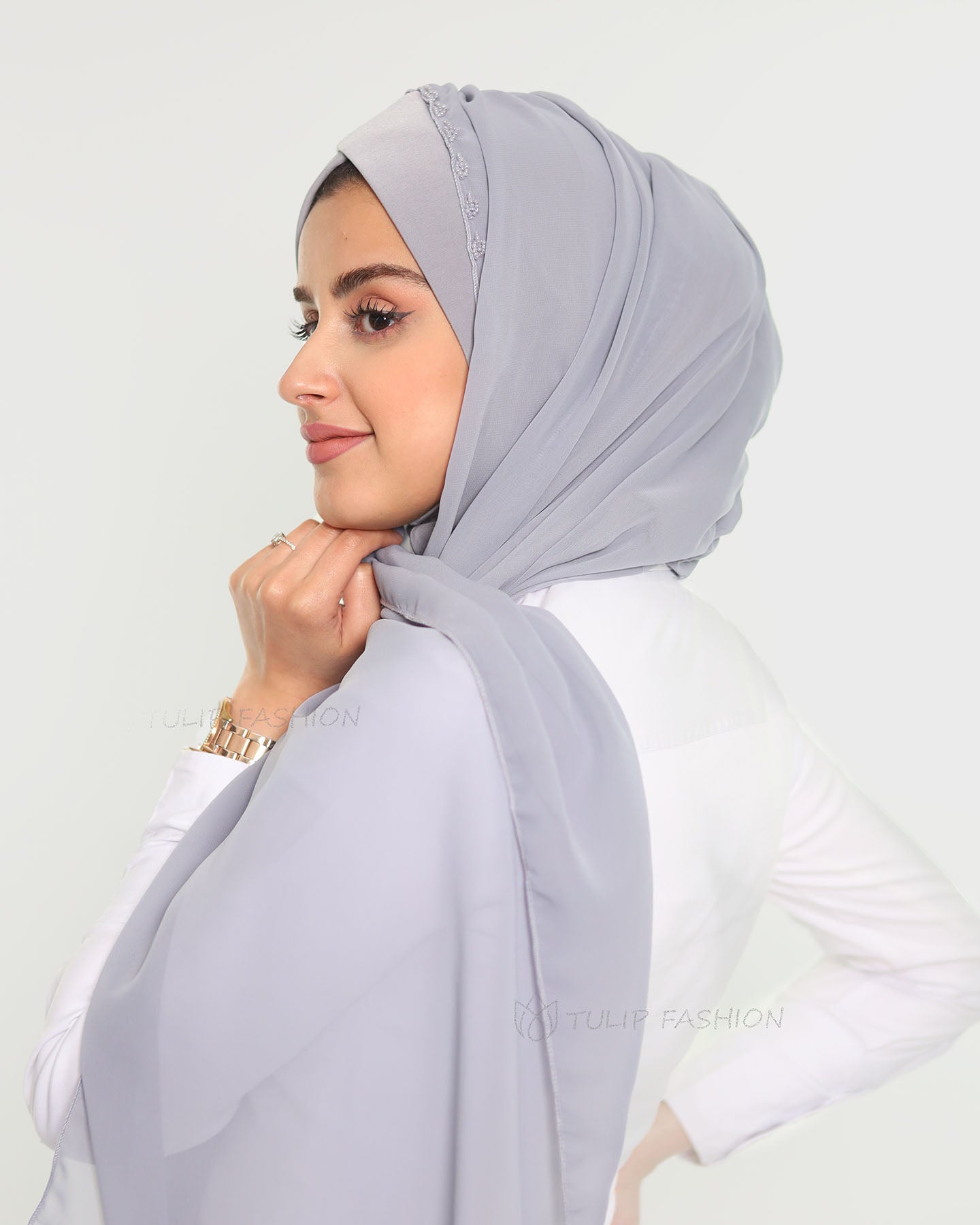 Hijab - Instant Chiffon Lamar - Light Gray