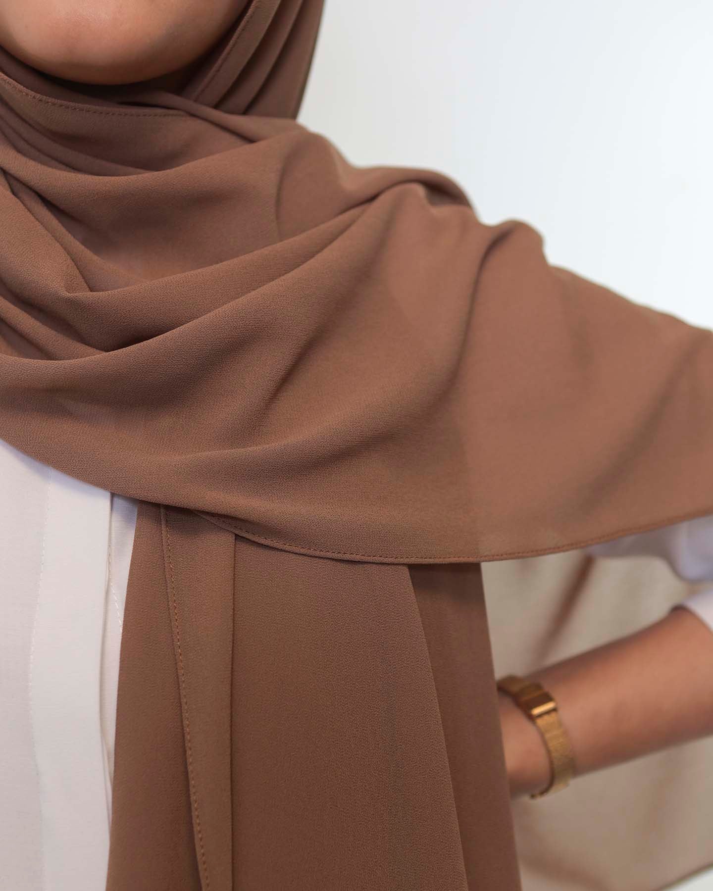 Premium Chiffon Hijab - Hazel Brown