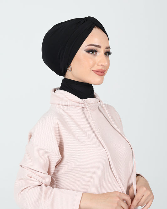 Turban with Shawl - Sundus - Black