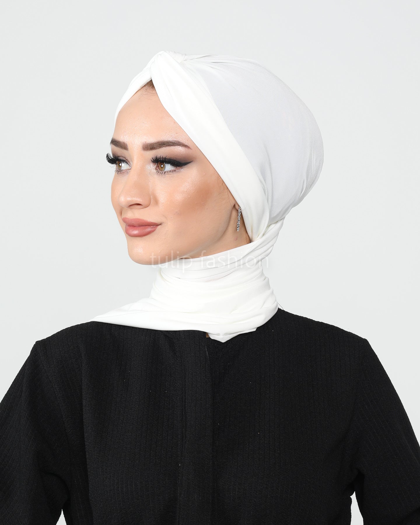 Turban with Shawl - Sundus - White
