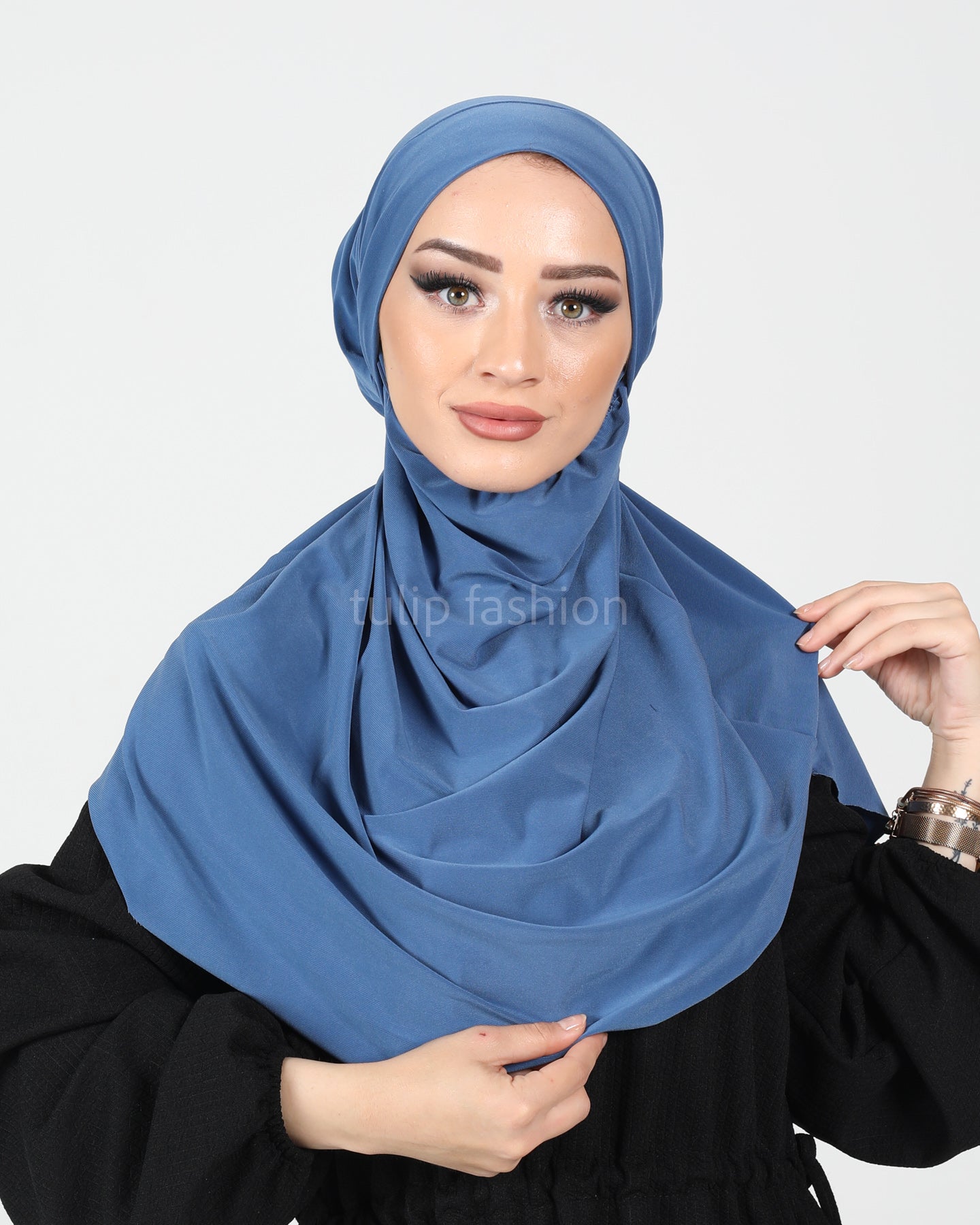 Hijab - Instant lycra with band - Blue