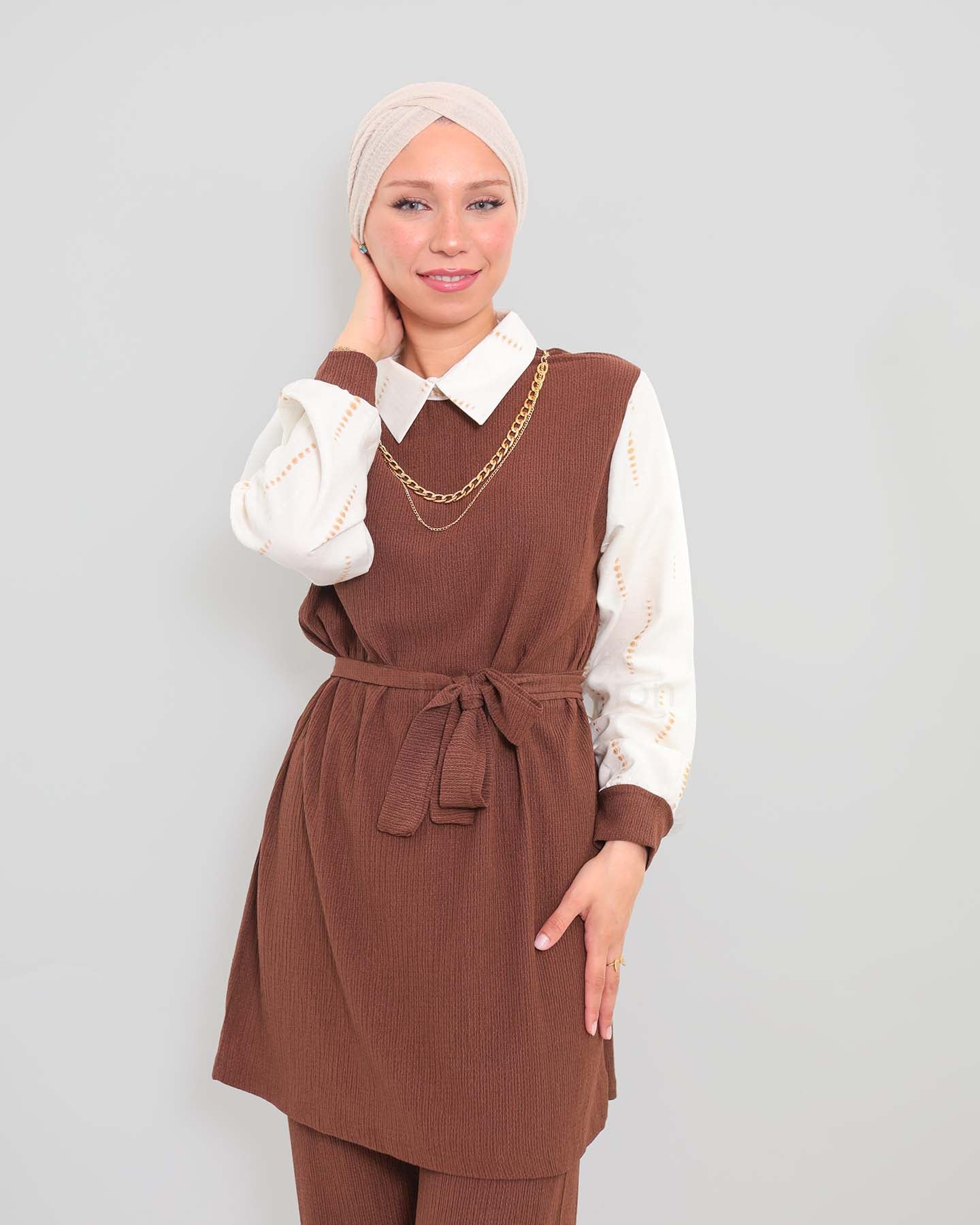 Tunic set with Pants - Brown