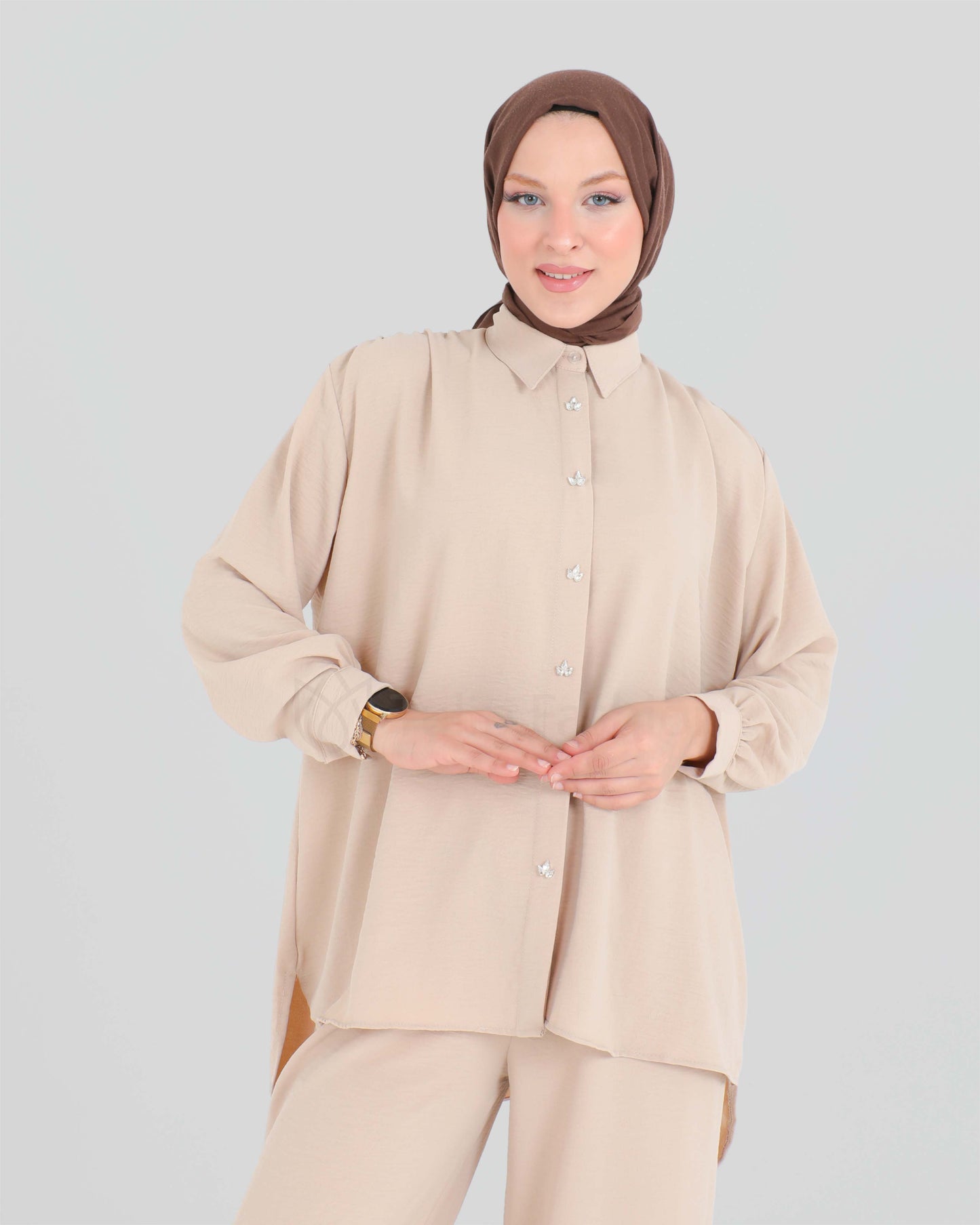 Shirt set with pants - Beige