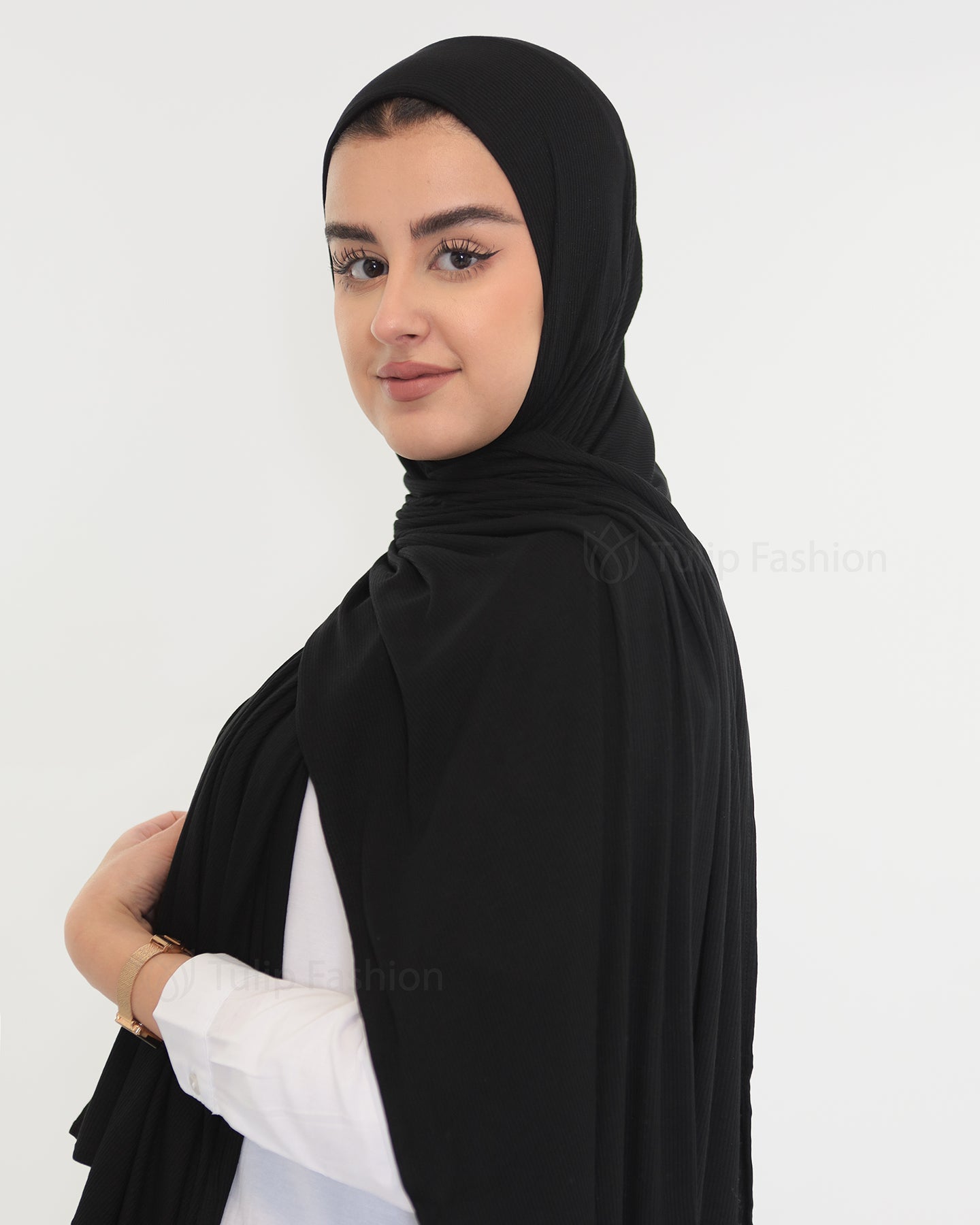 Hijab - Bamboo Ribbed Jersey - Black