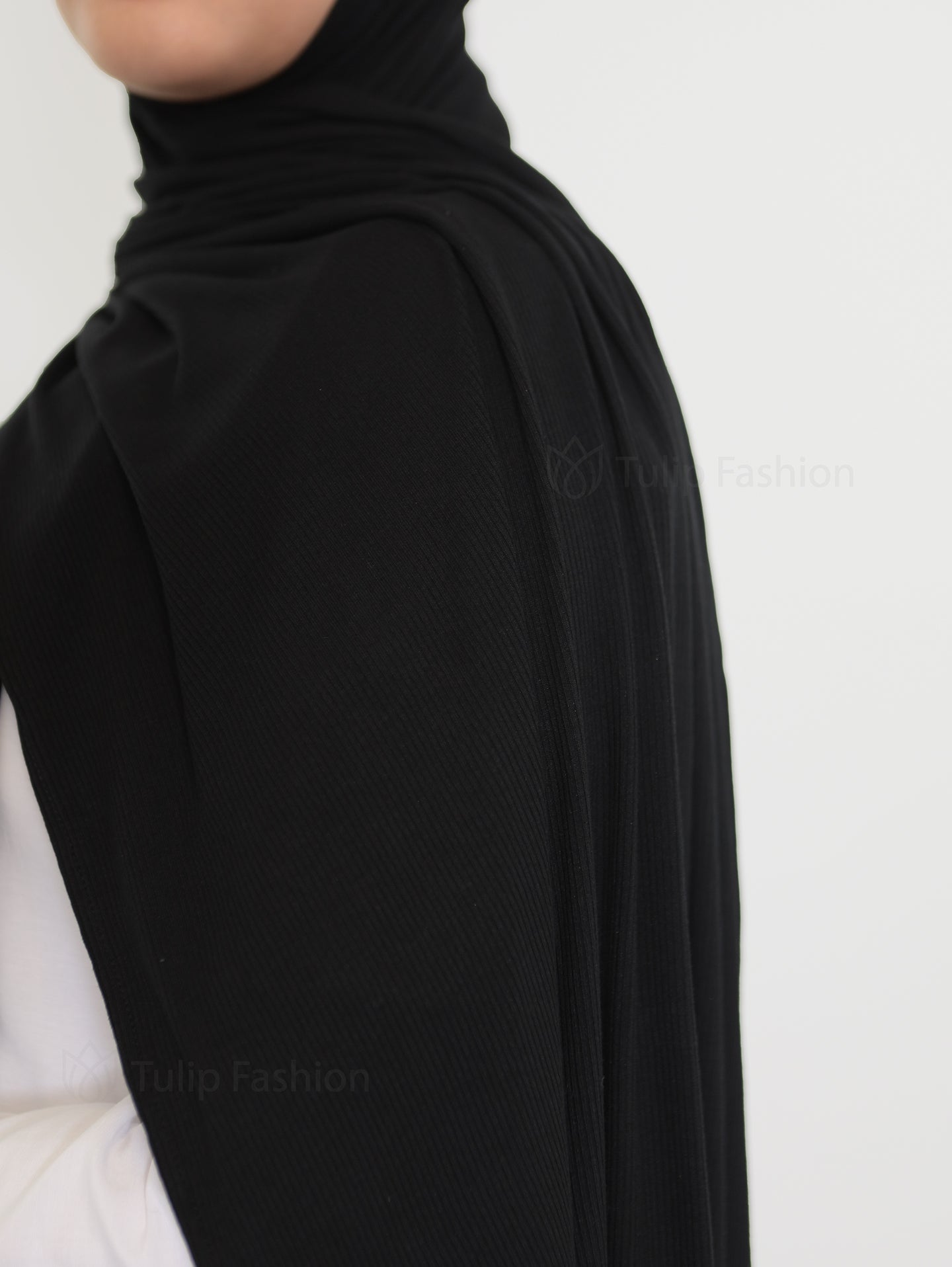 Hijab - Bamboo Ribbed Jersey - Black
