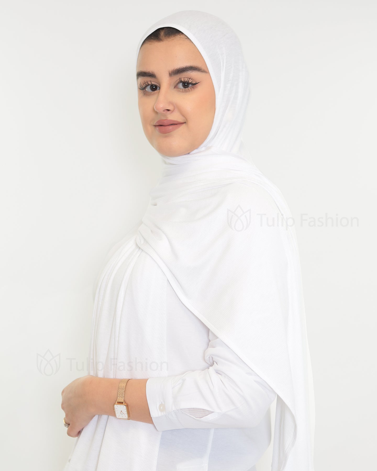Hijab - Bamboo Ribbed Jersey - White