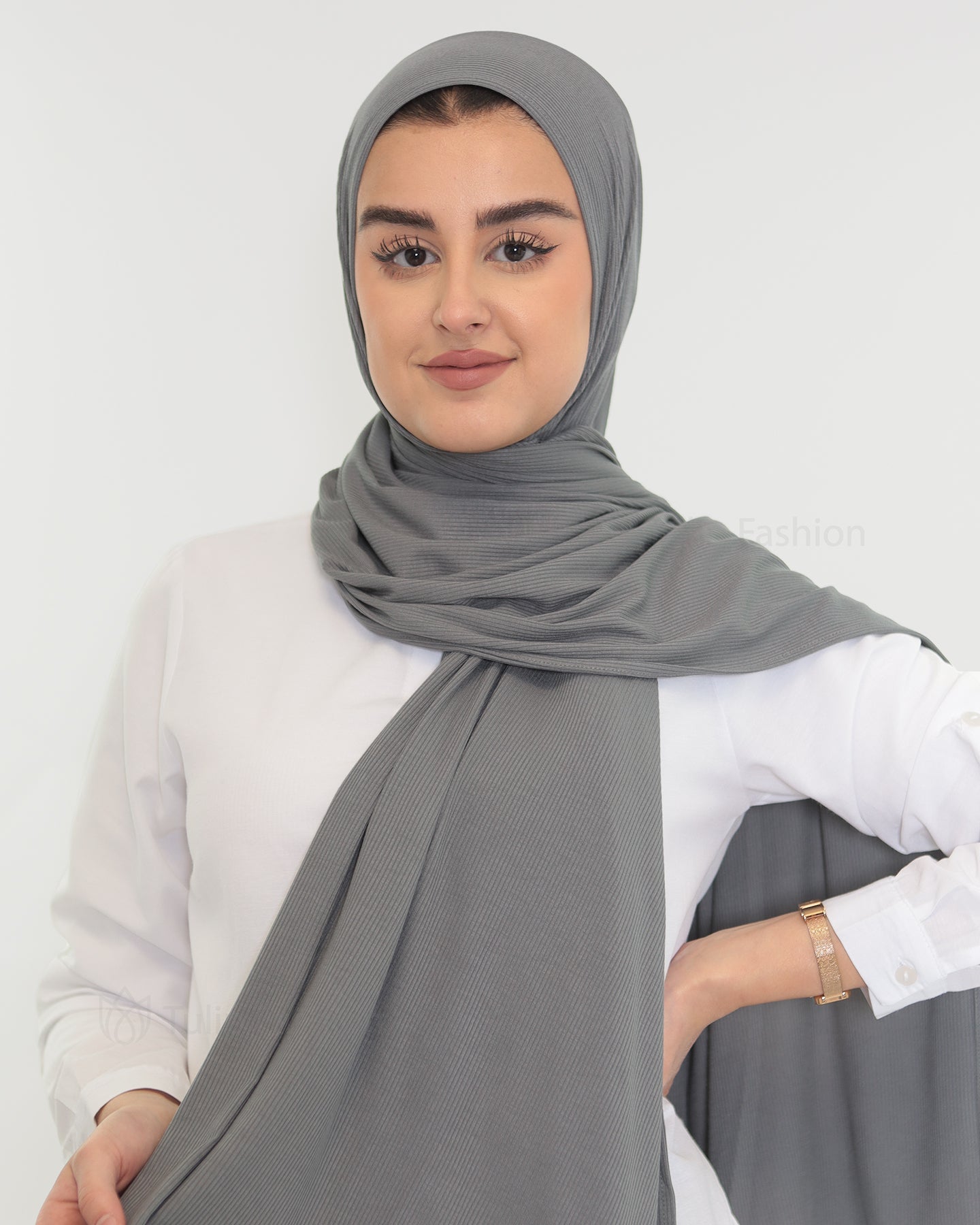 Hijab - Bamboo Ribbed Jersey - Dark Gray