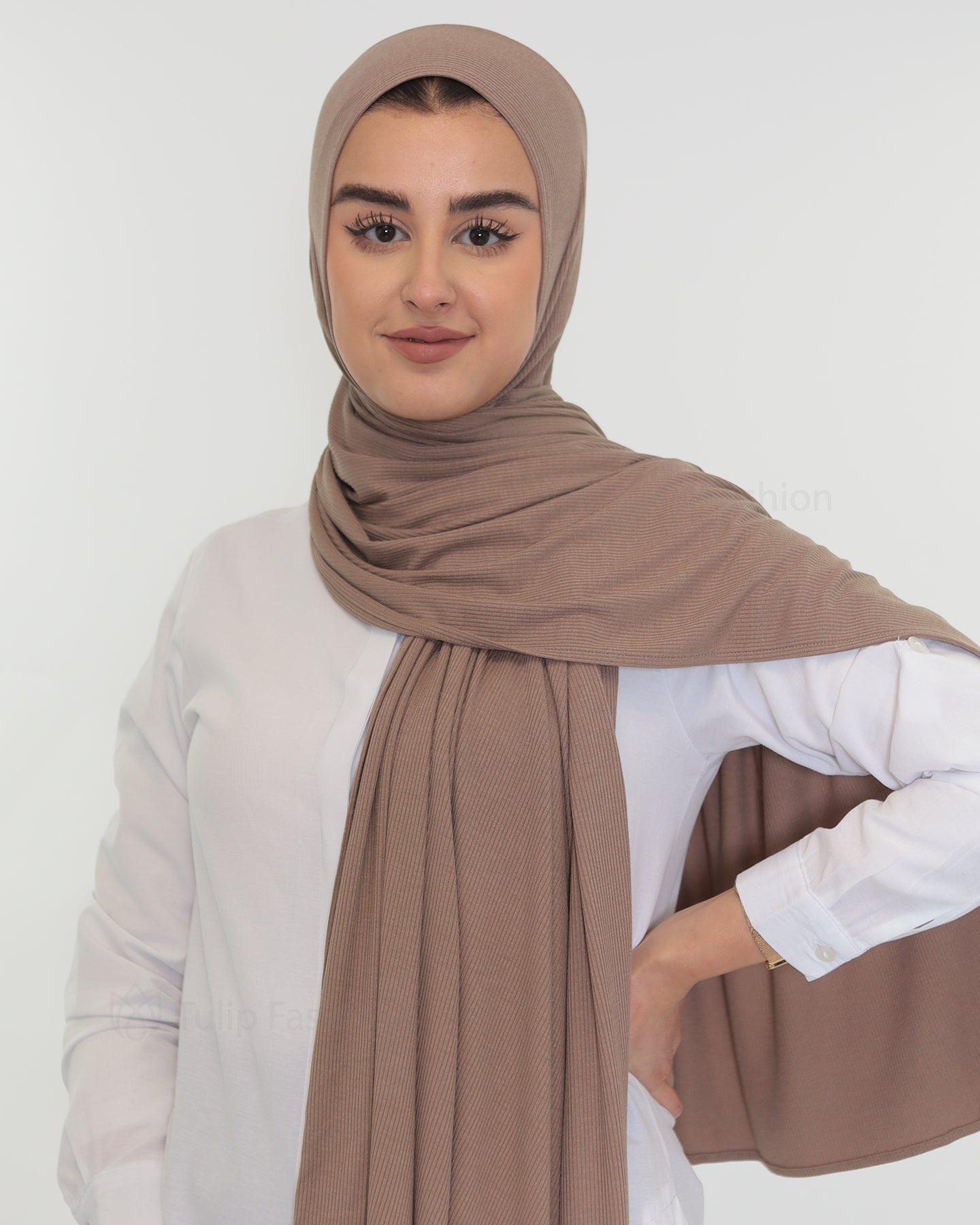 Hijab - Bamboo Ribbed Jersey - Brown