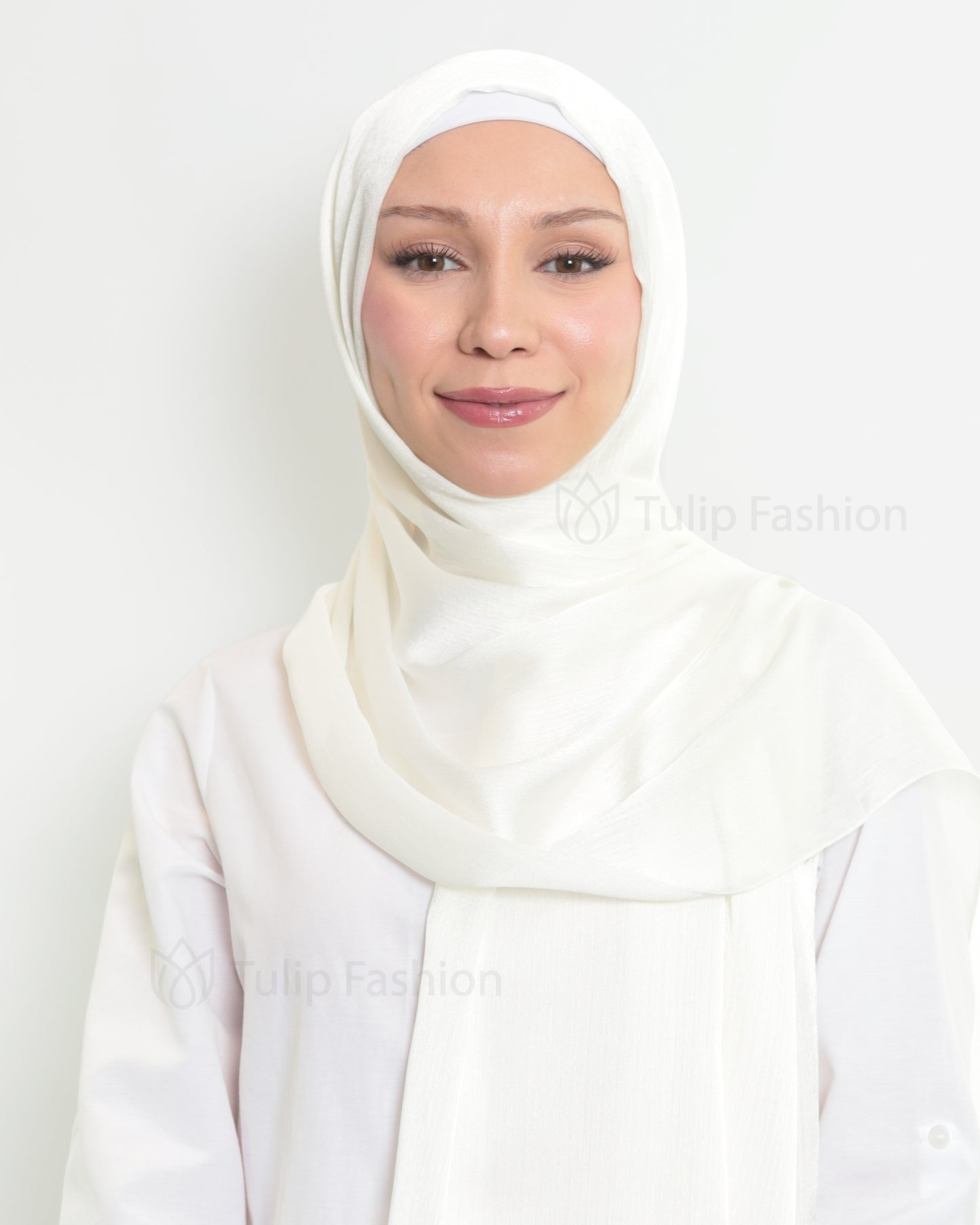 Hijab - Metallic Satin - Off-White