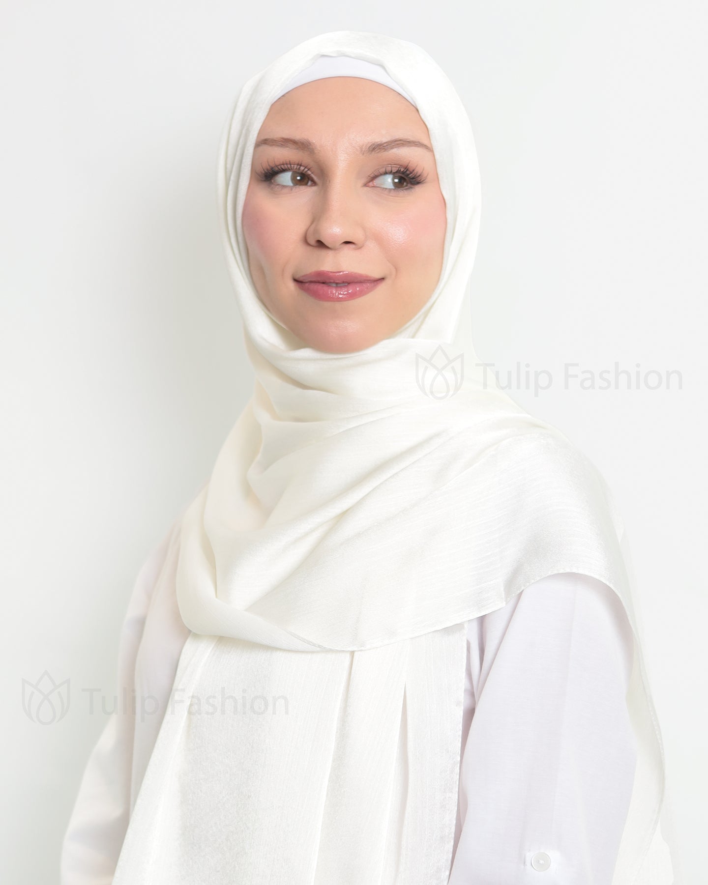 Hijab - Metallic Satin - Off-White