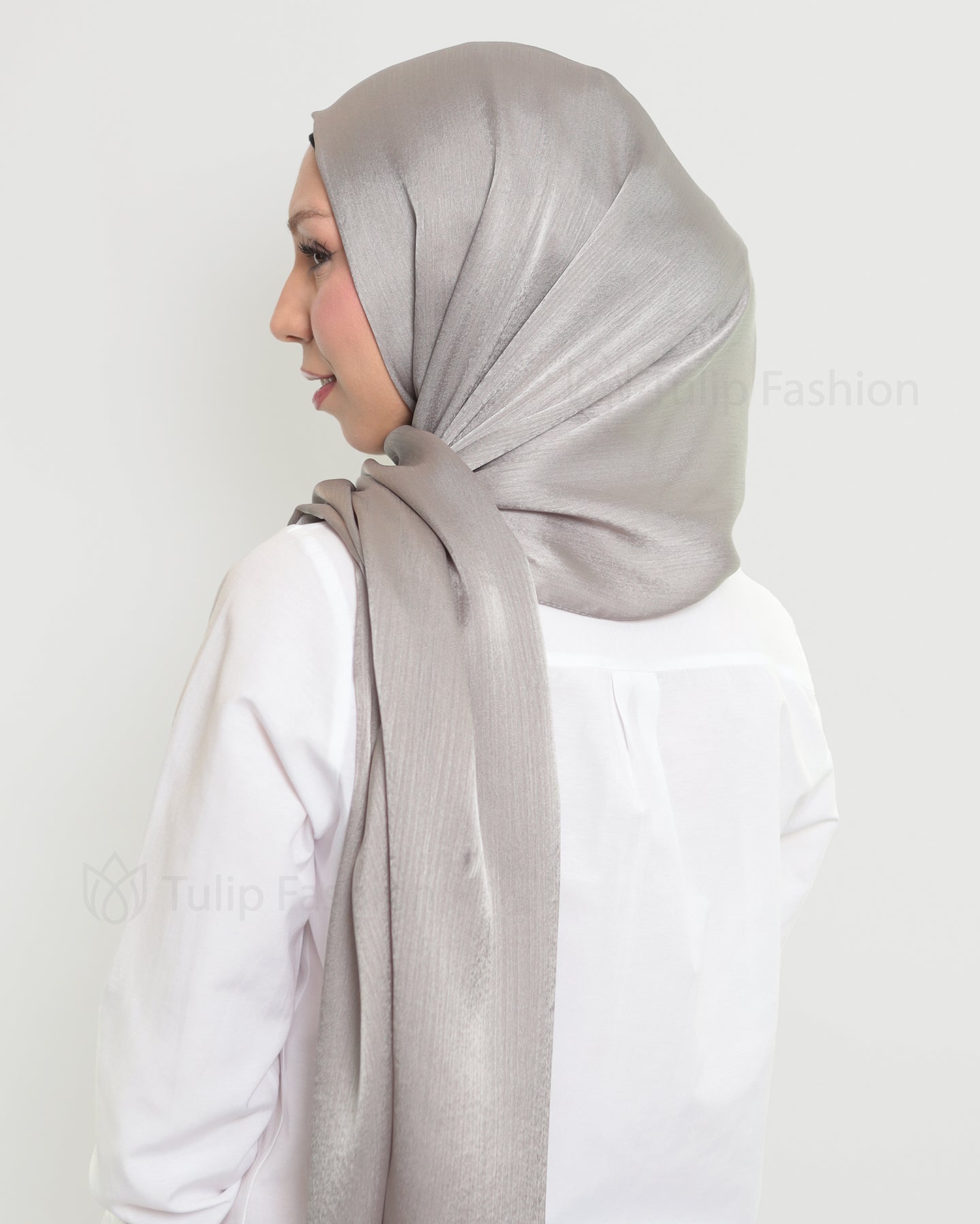 Hijab - Metallic Satin - Gray
