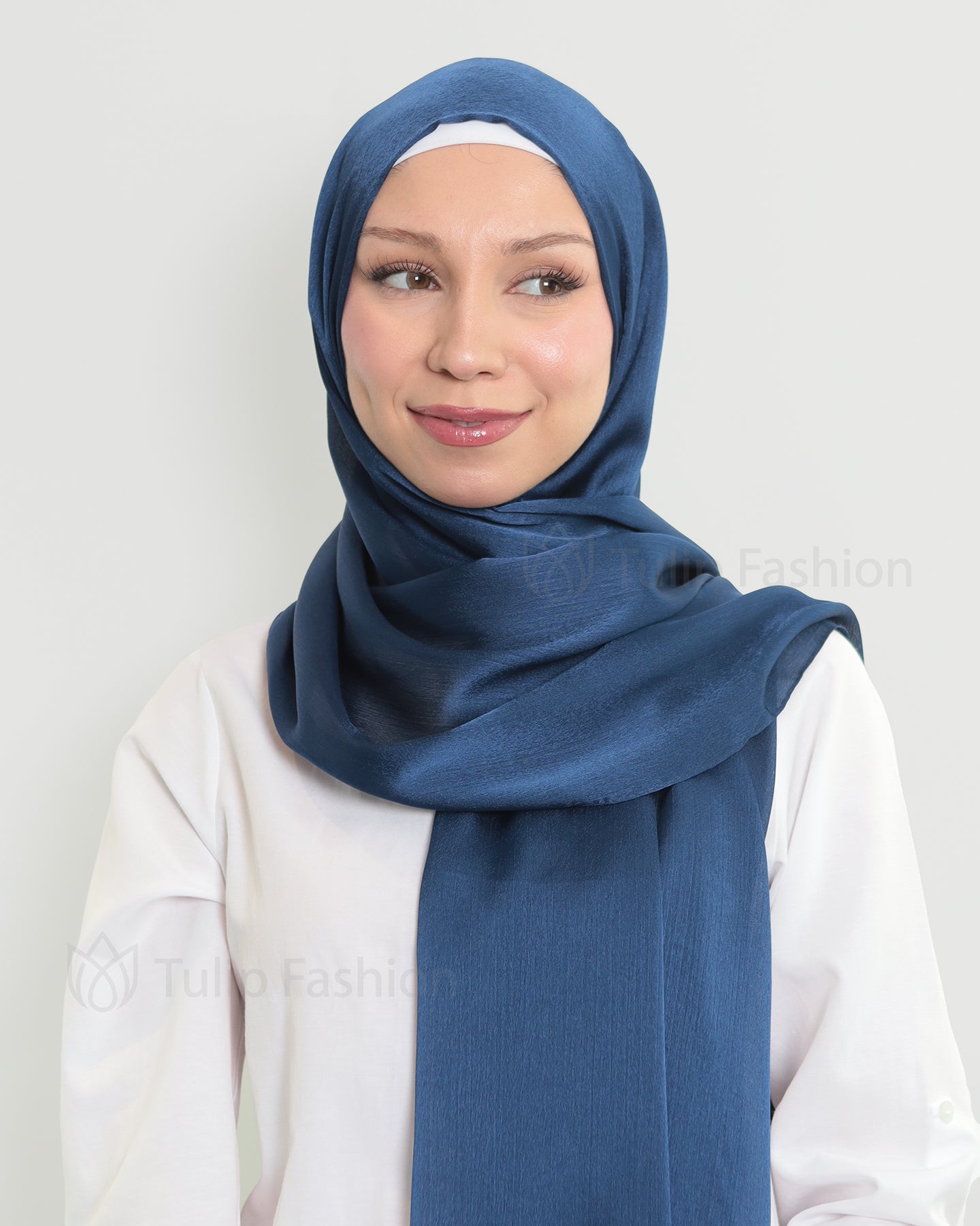 Hijab - Metallic Satin - Navy Blue