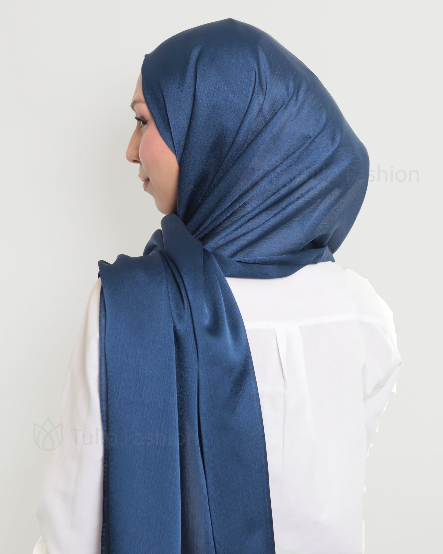 Hijab - Metallic Satin - Navy Blue