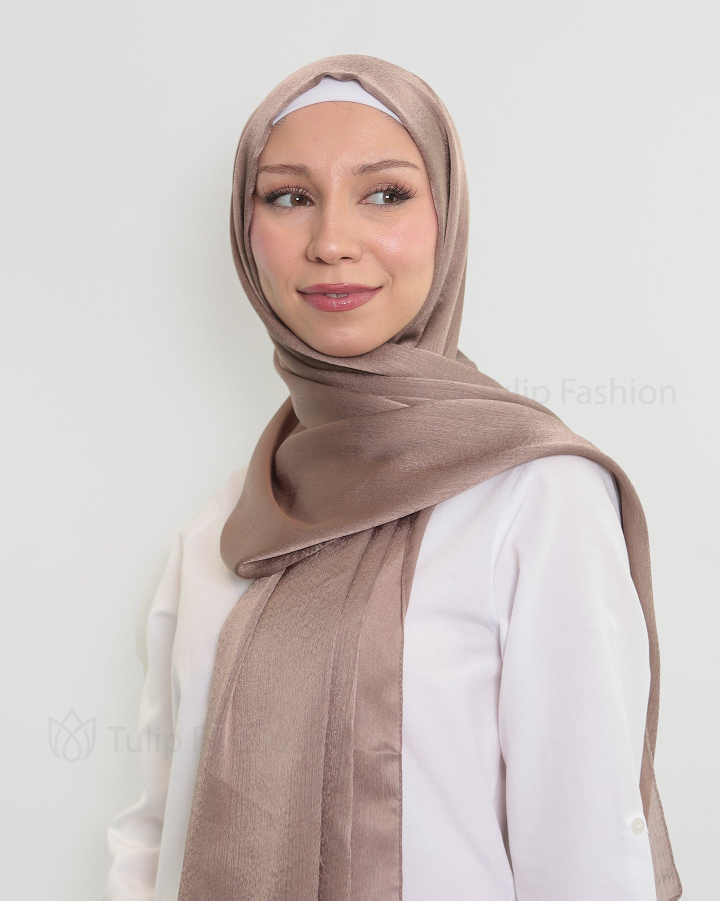 Hijab - Metallic Satin - Hazel Brown