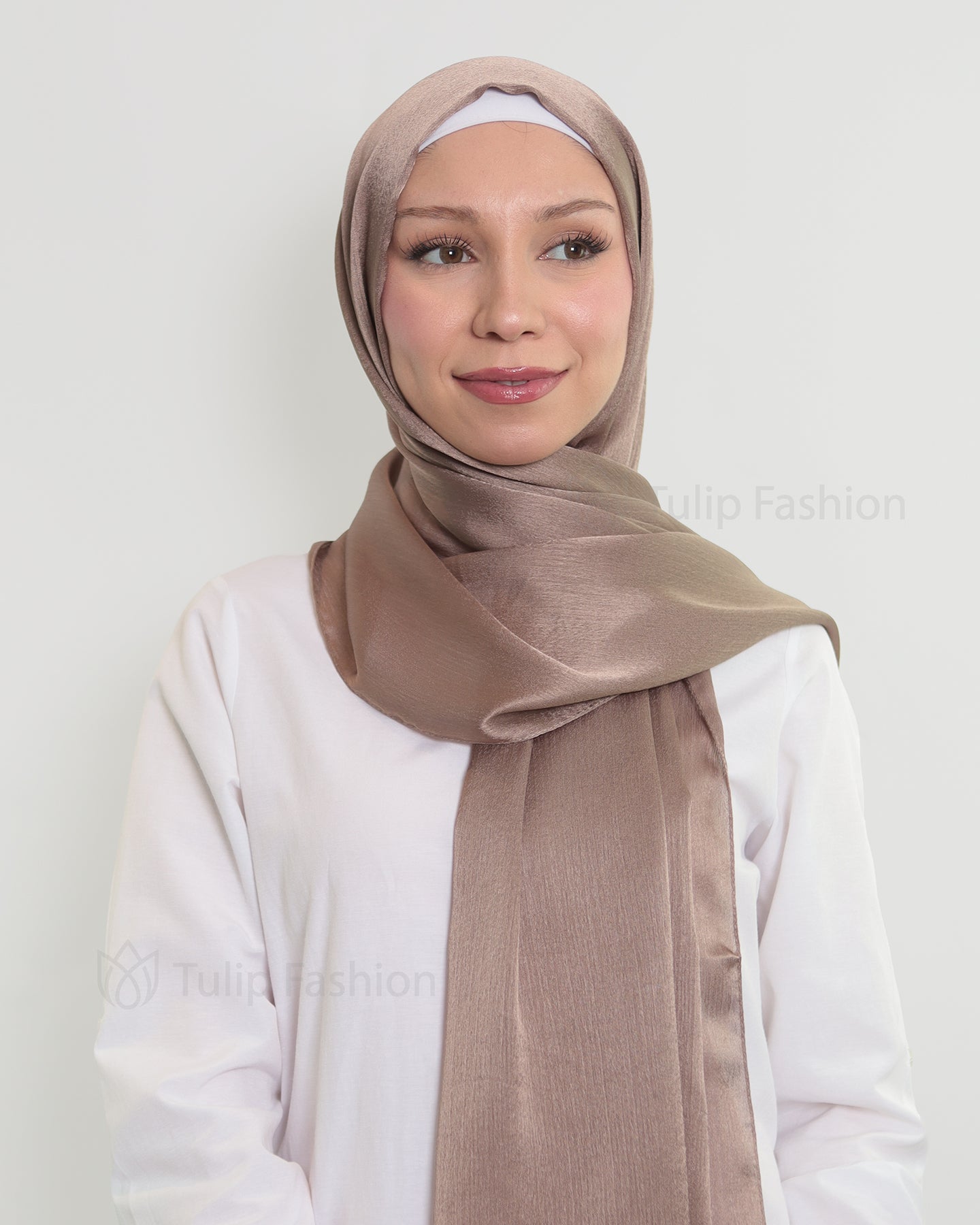 Hijab - Metallic Satin - Hazel Brown