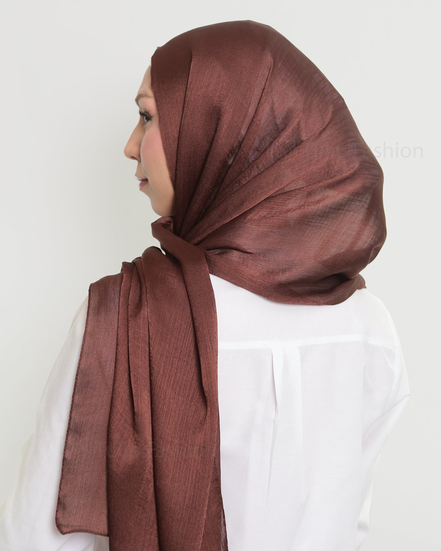 Hijab - Metallic Satin - Dark Brown