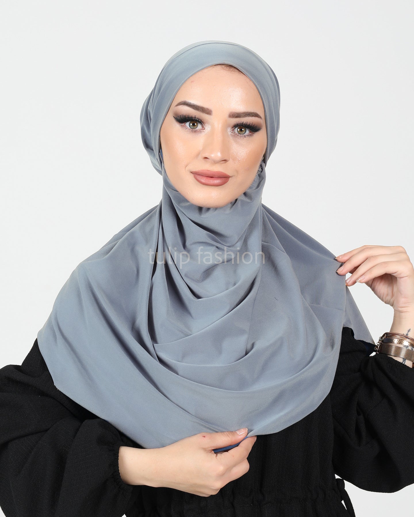 Hijab - Instant lycra with band - Gray