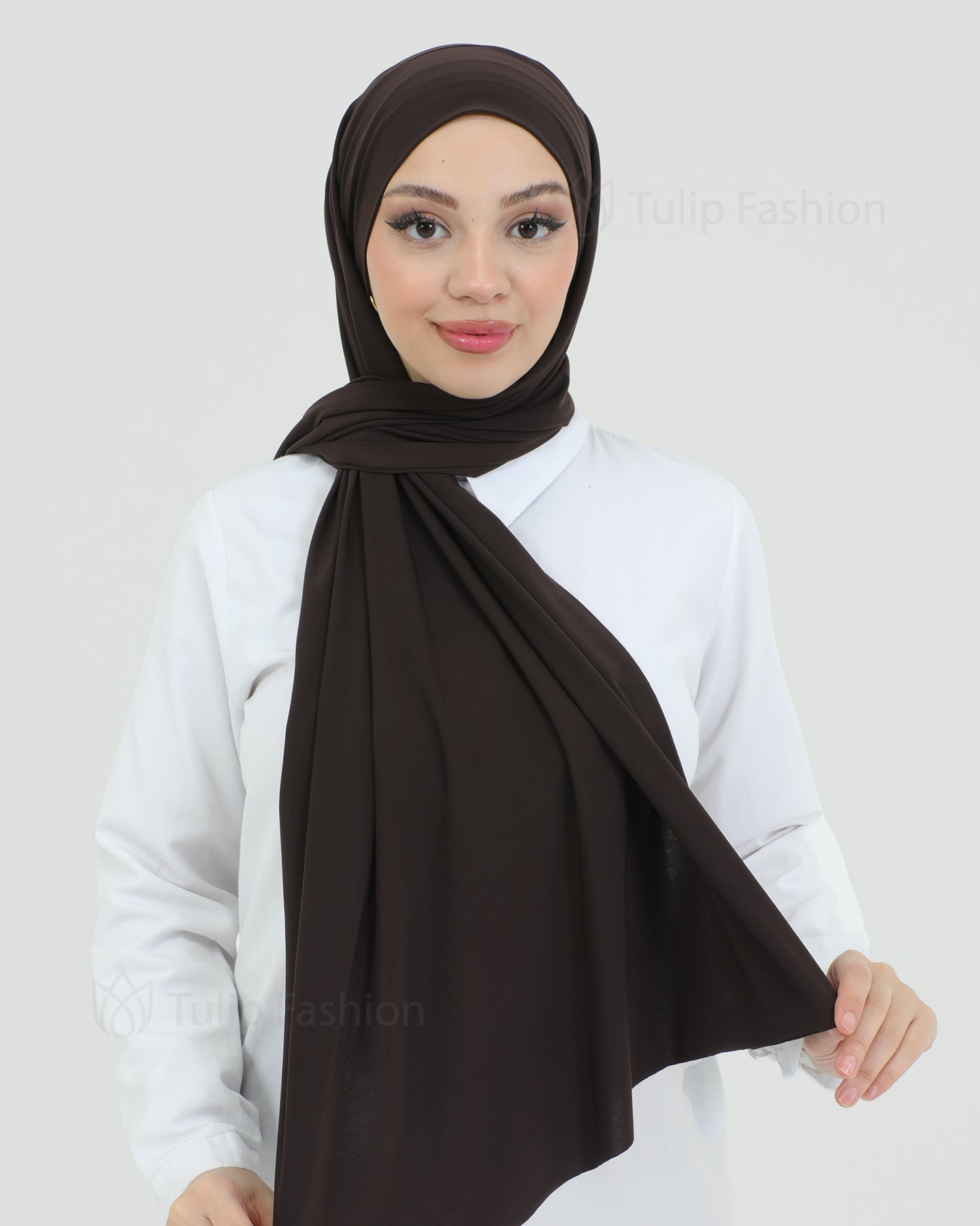 Hijab - Instant lycra with band - Dark Brown