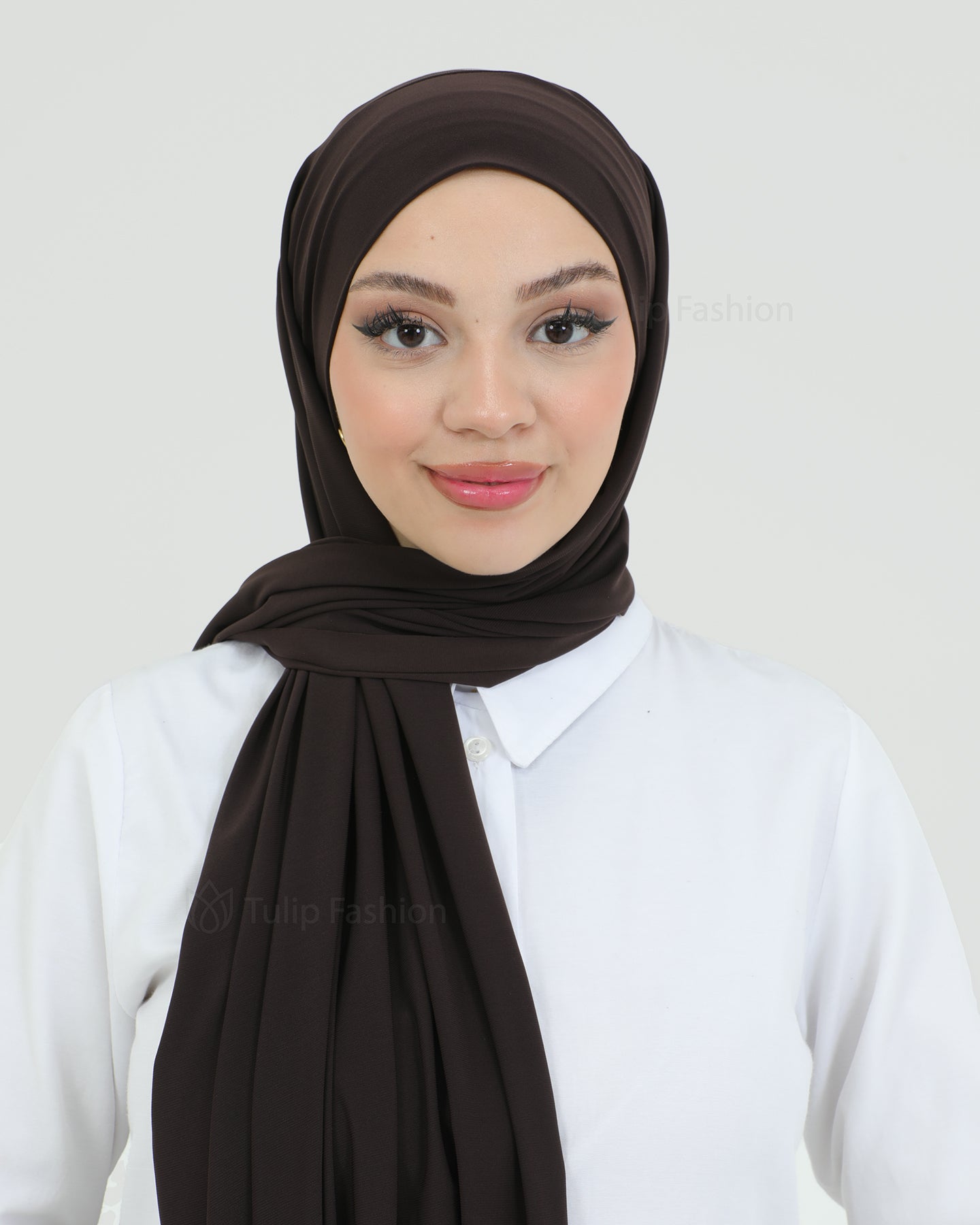 Hijab - Instant lycra with band - Dark Brown
