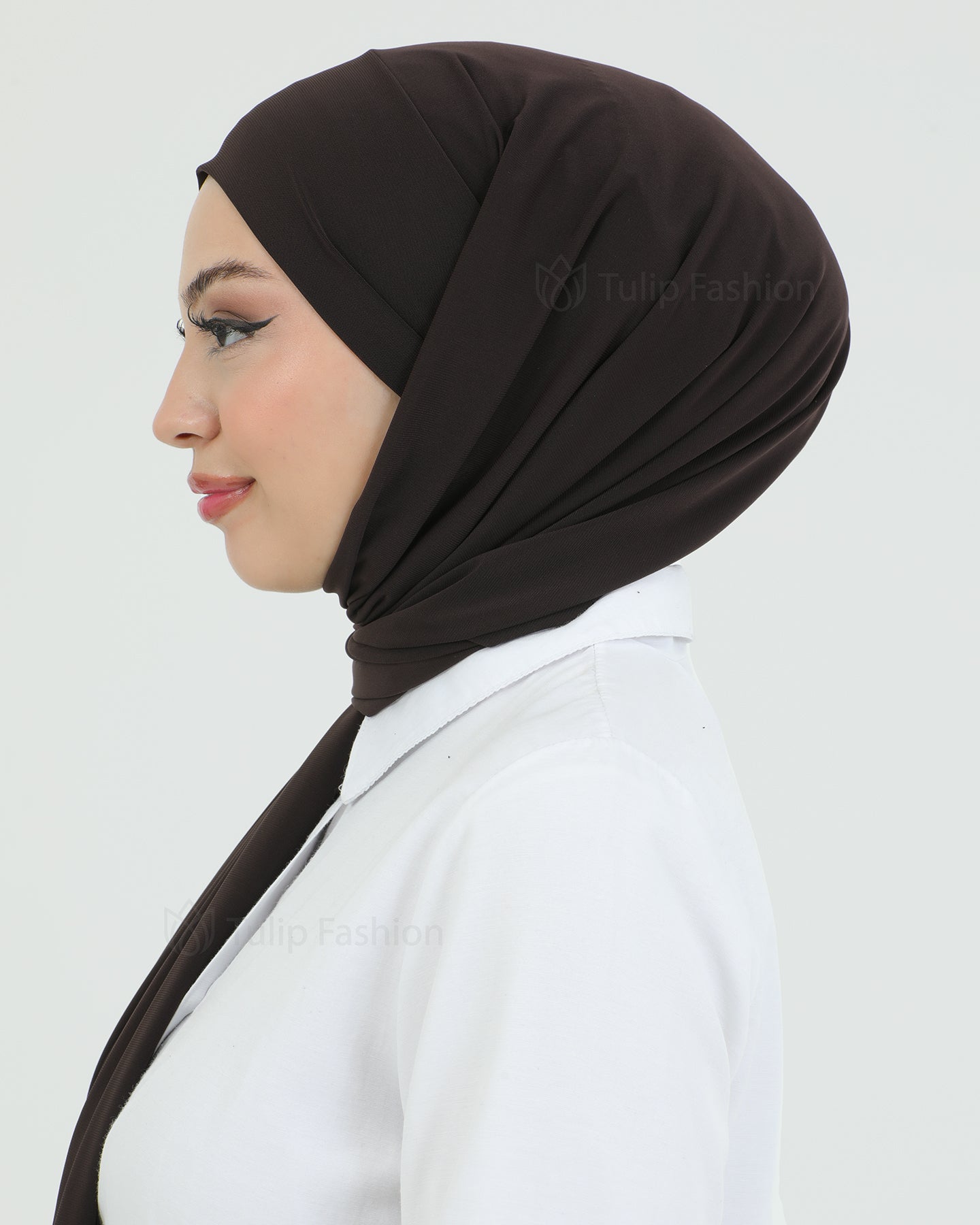 Hijab - Instant lycra with band - Dark Brown