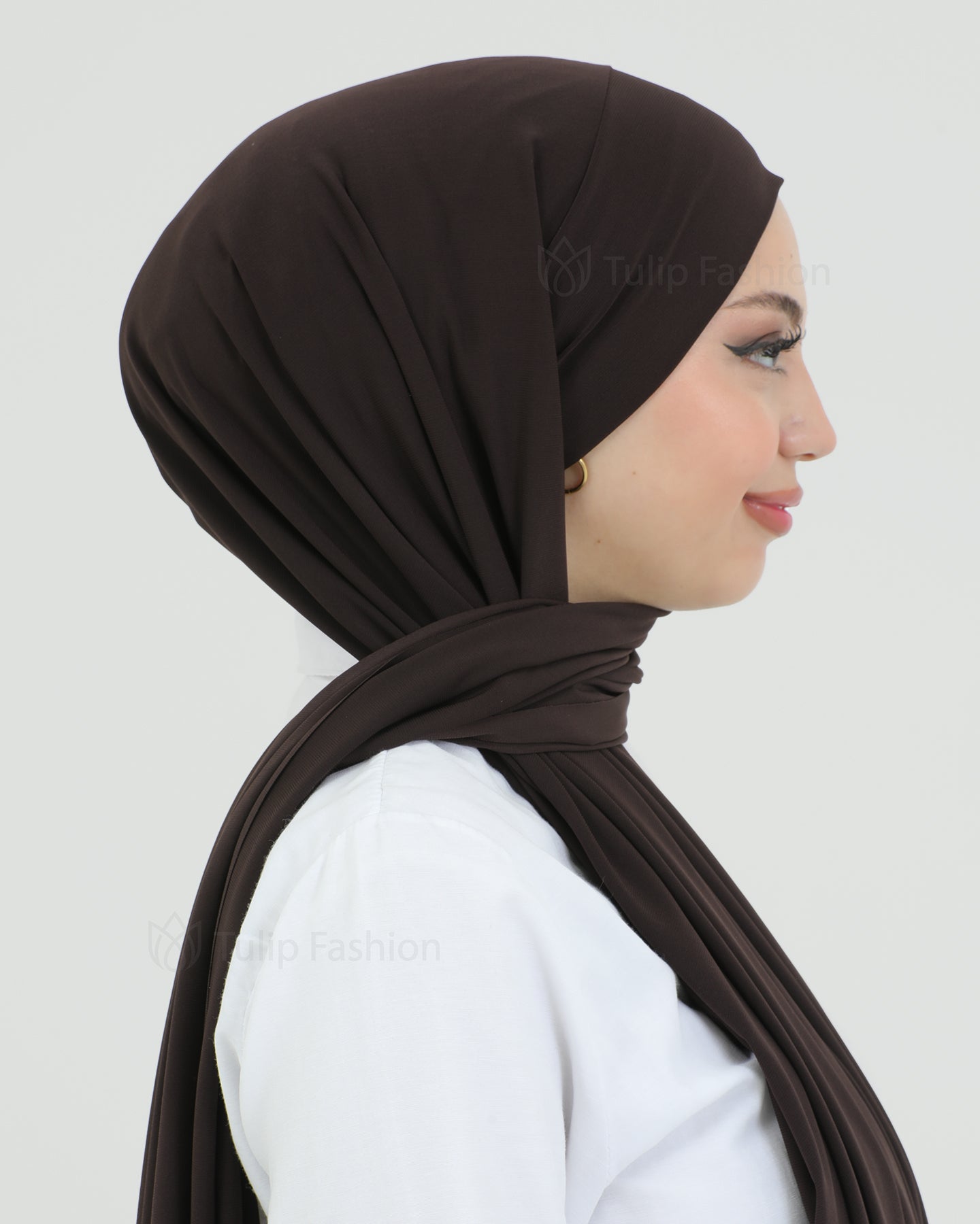 Hijab - Instant lycra with band - Dark Brown
