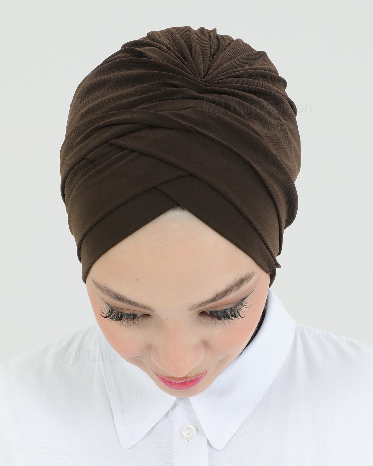 Turban with shawl - Tulia - Dark Brown