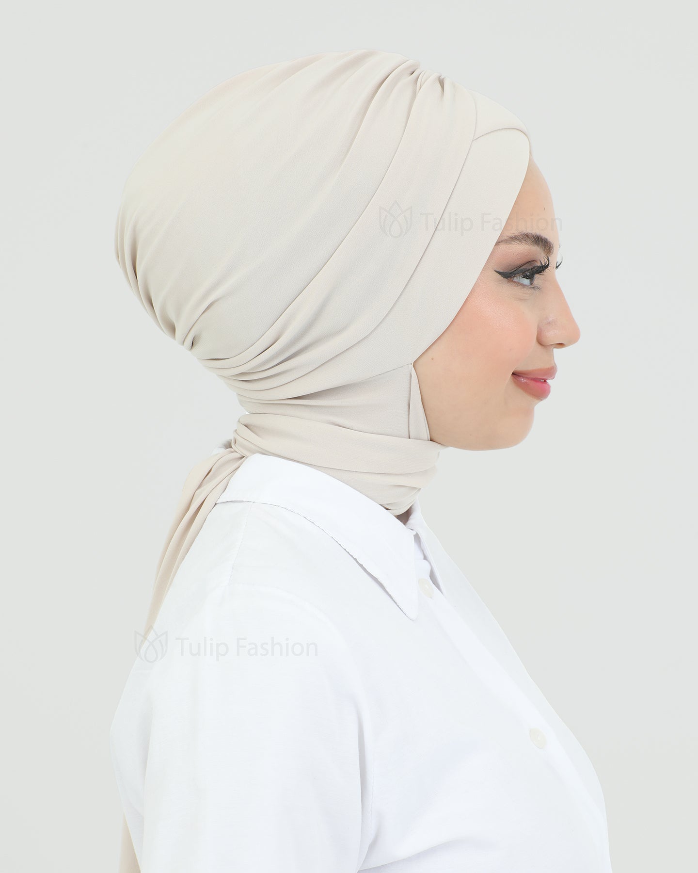 Turban with shawl - Tulin - Beige