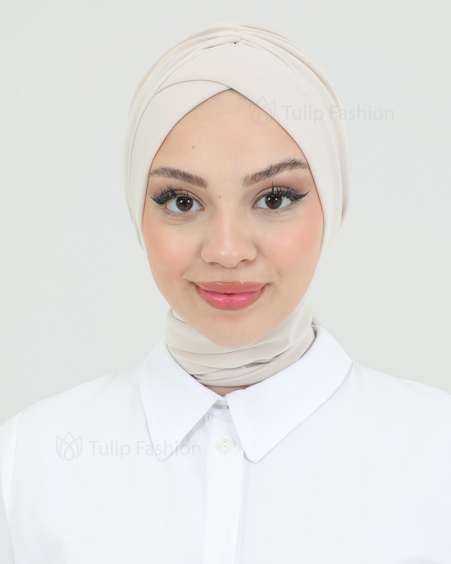 Turban with shawl - Tulin - Beige