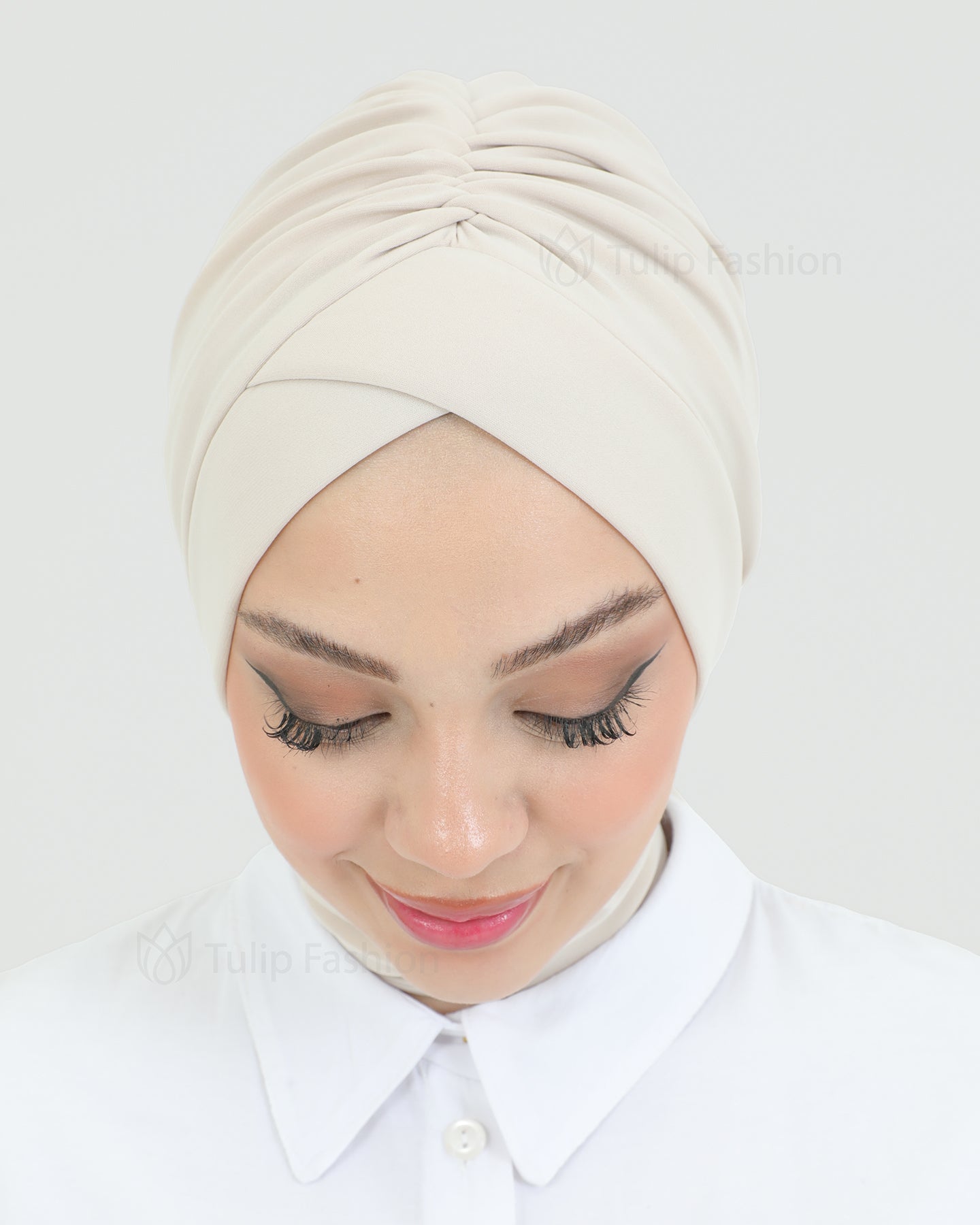 Turban with shawl - Tulin - Beige