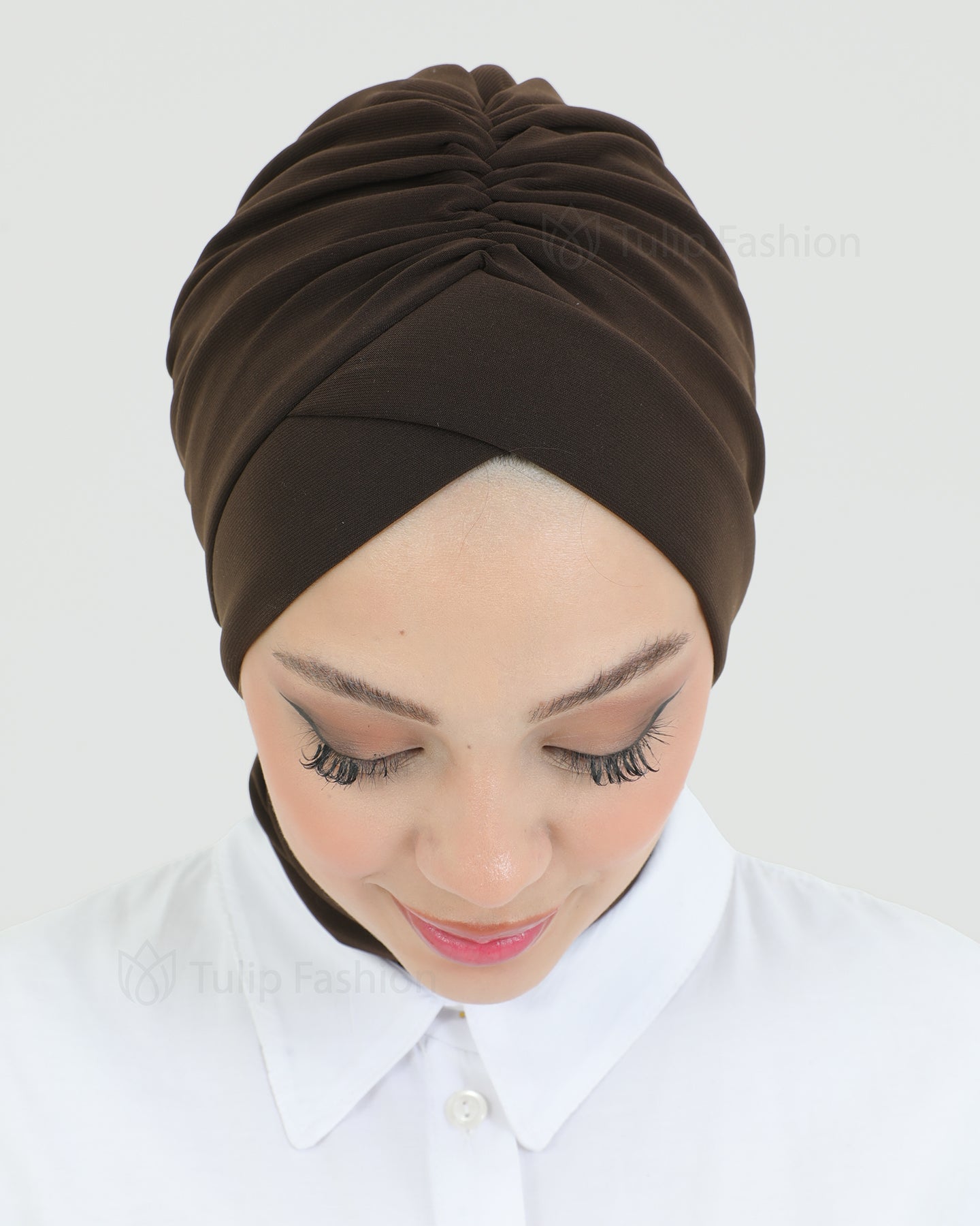 Turban with shawl - Tulin - Dark Brown