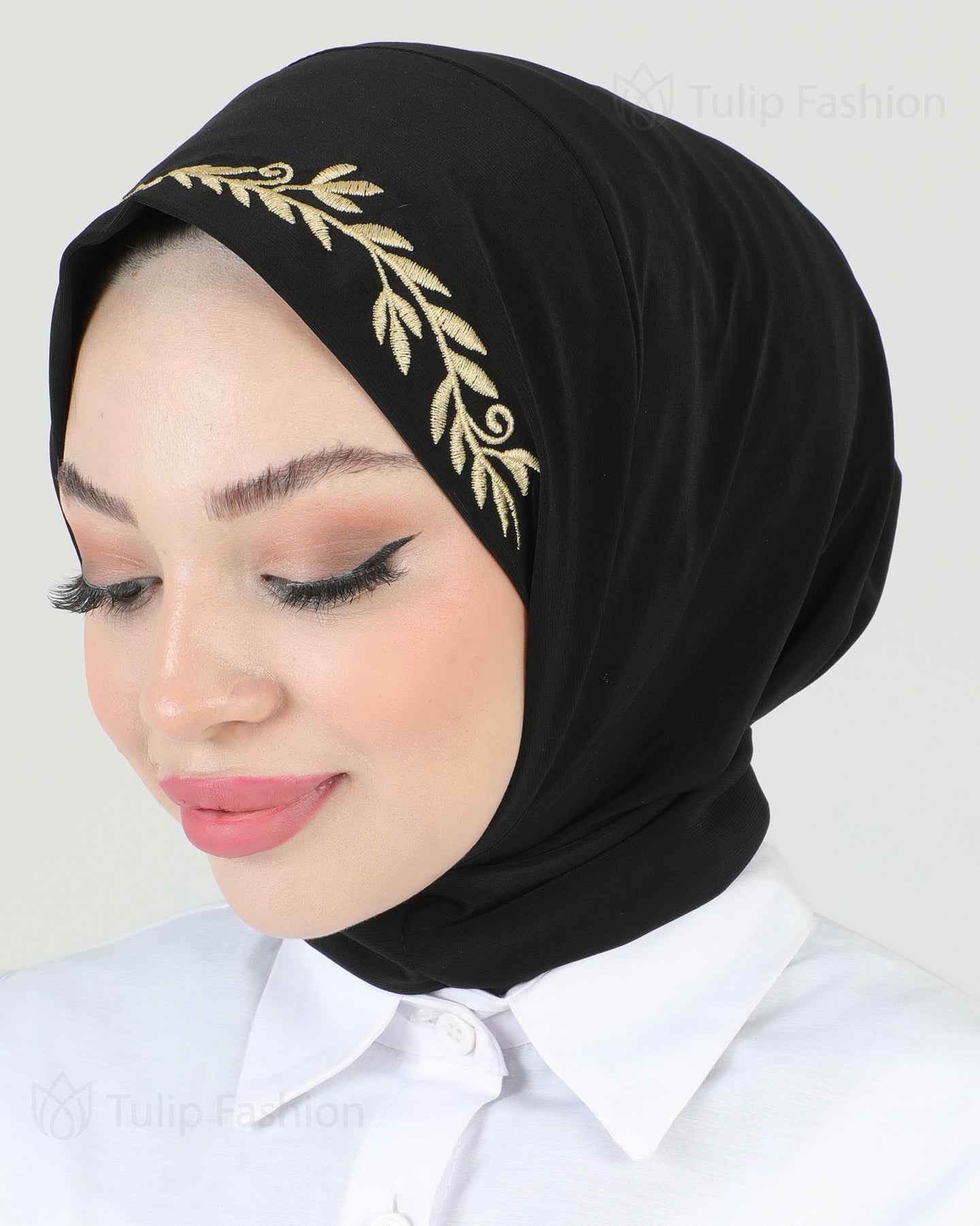 Hijab - Instant Lycra Leaf - Black