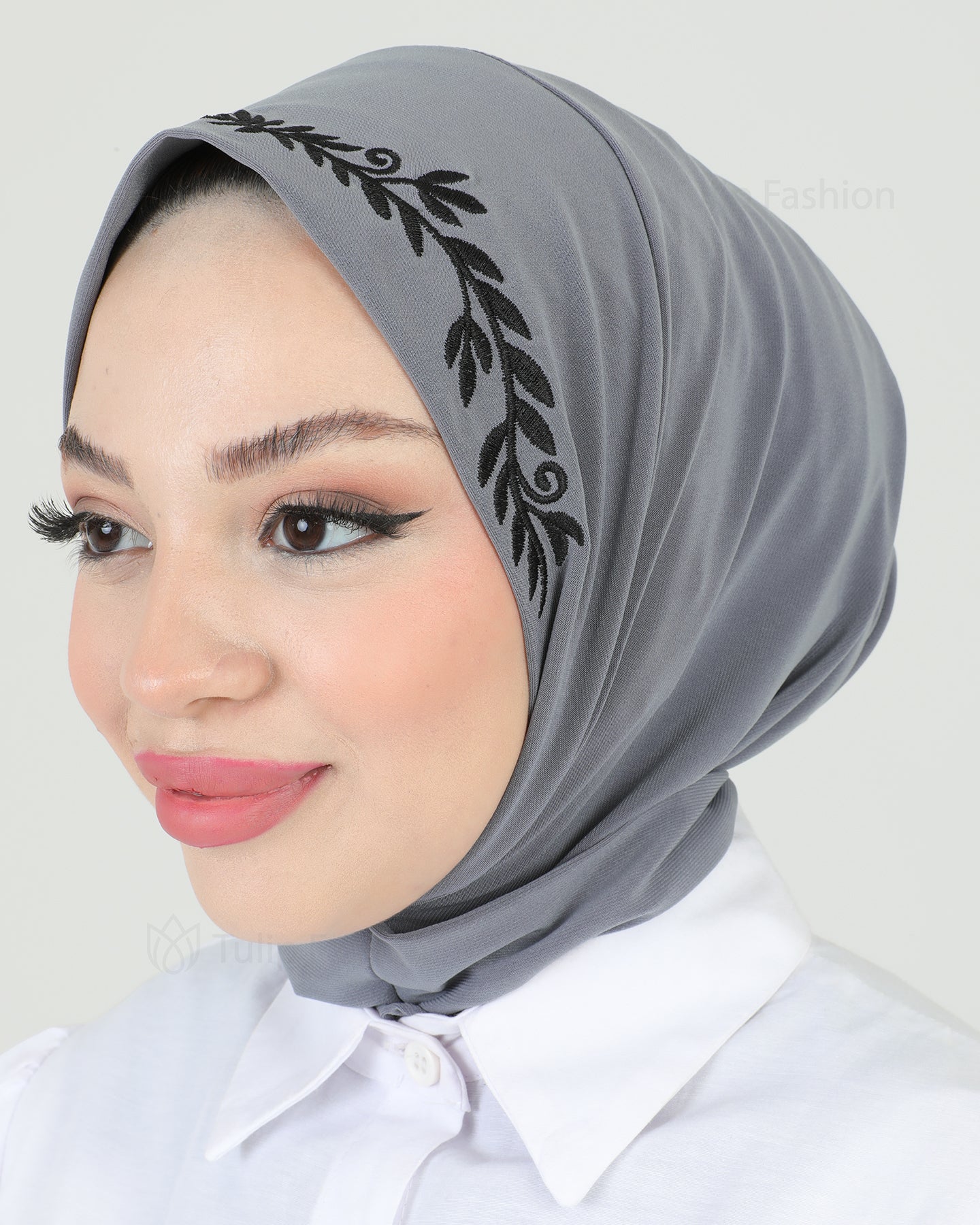 Hijab - Instant Lycra Leaf - Gray