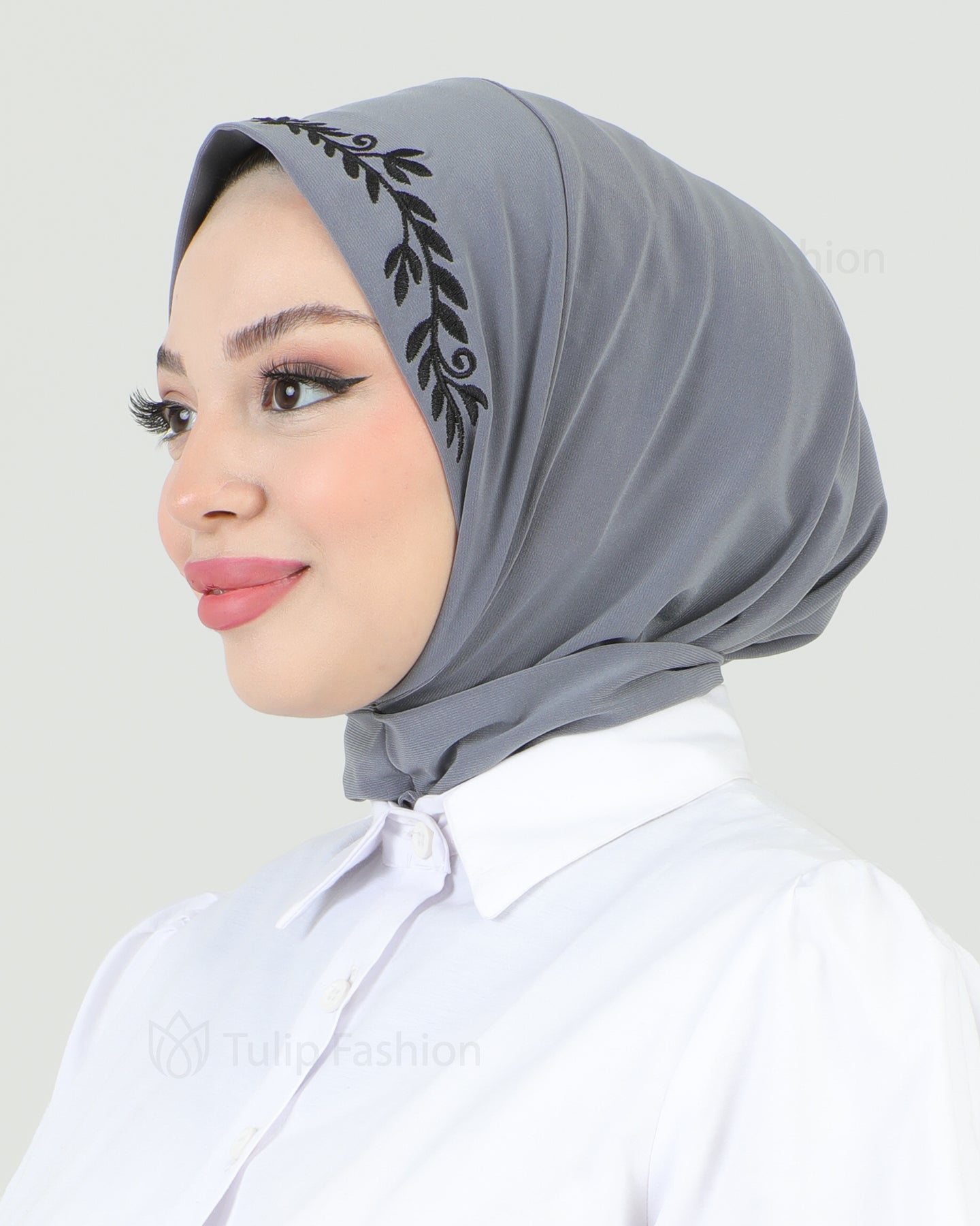 Hijab - Instant Lycra Leaf - Gray