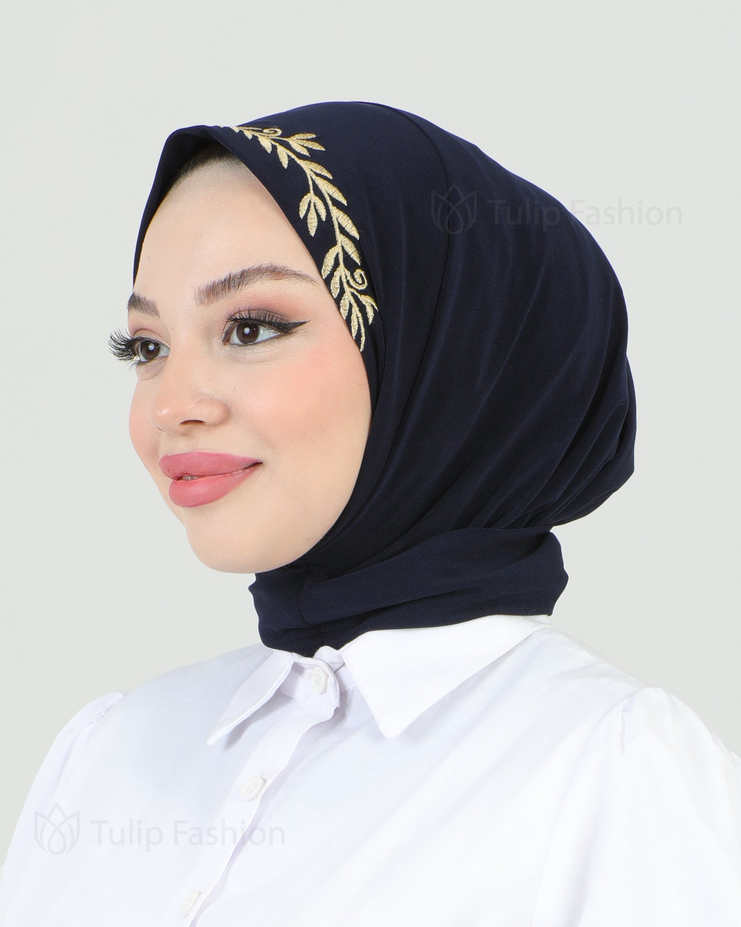 Hijab - Instant Lycra Leaf - Midnight Blue