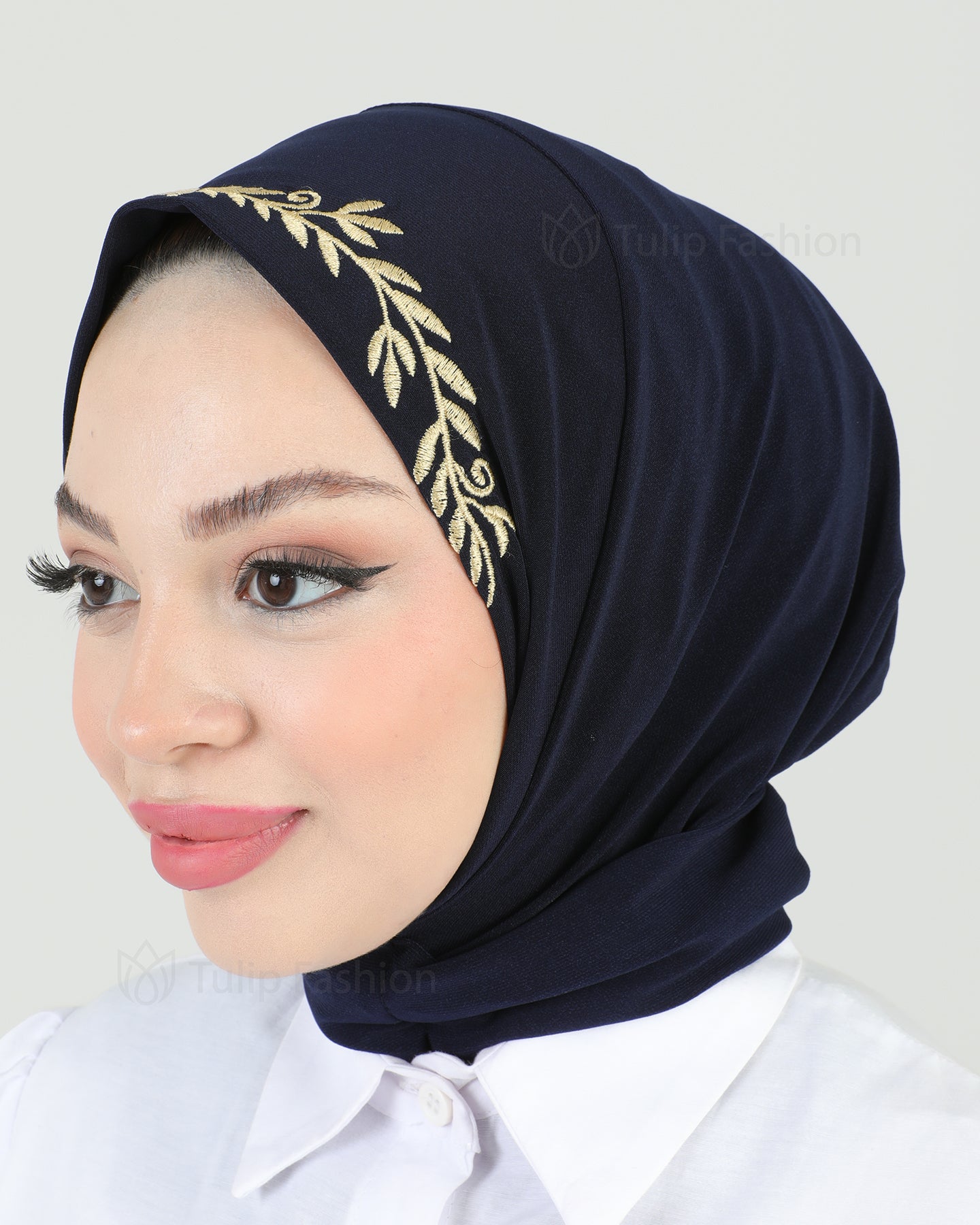 Hijab - Instant Lycra Leaf - Midnight Blue