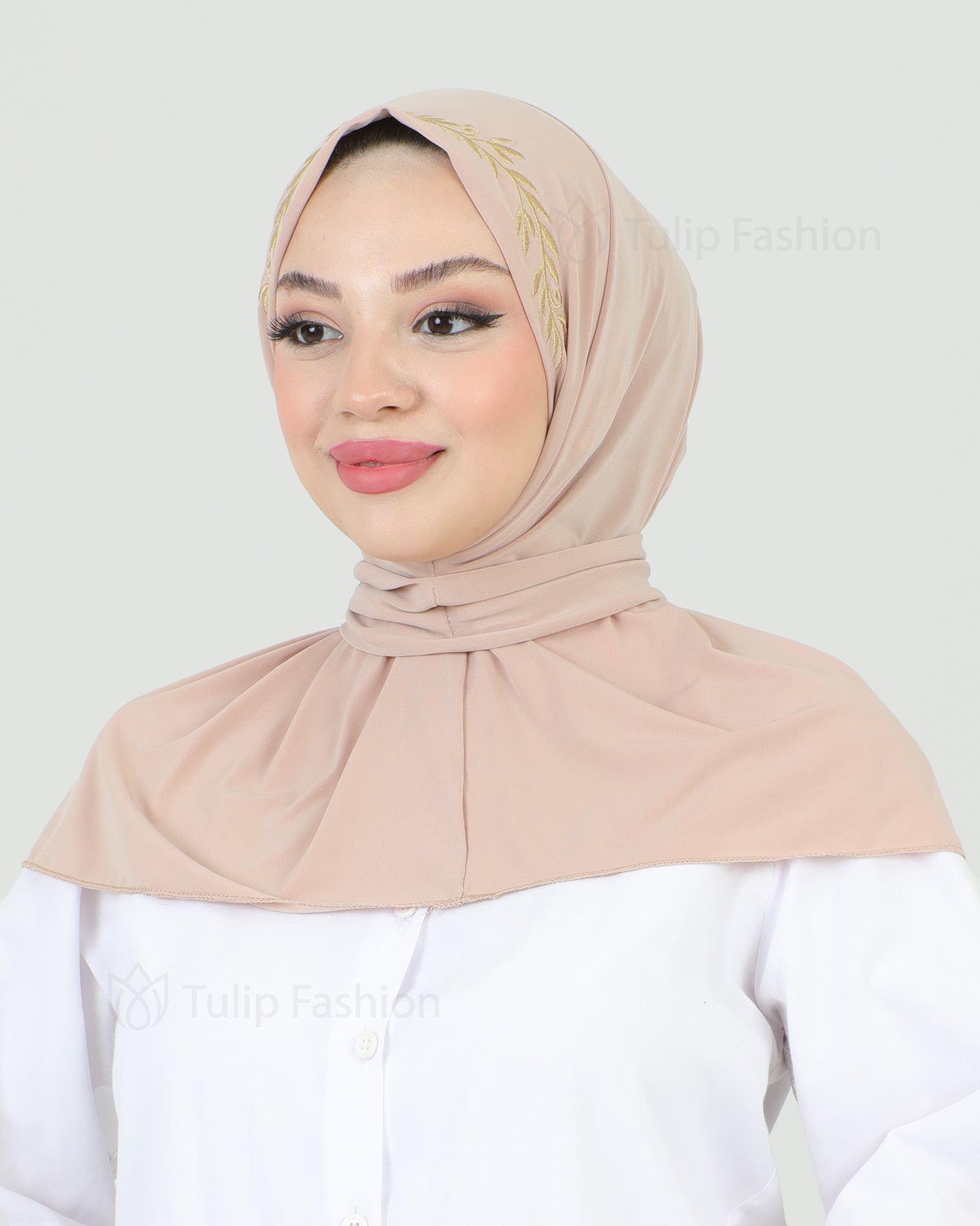 Hijab - Instant Lycra Leaf - Beige