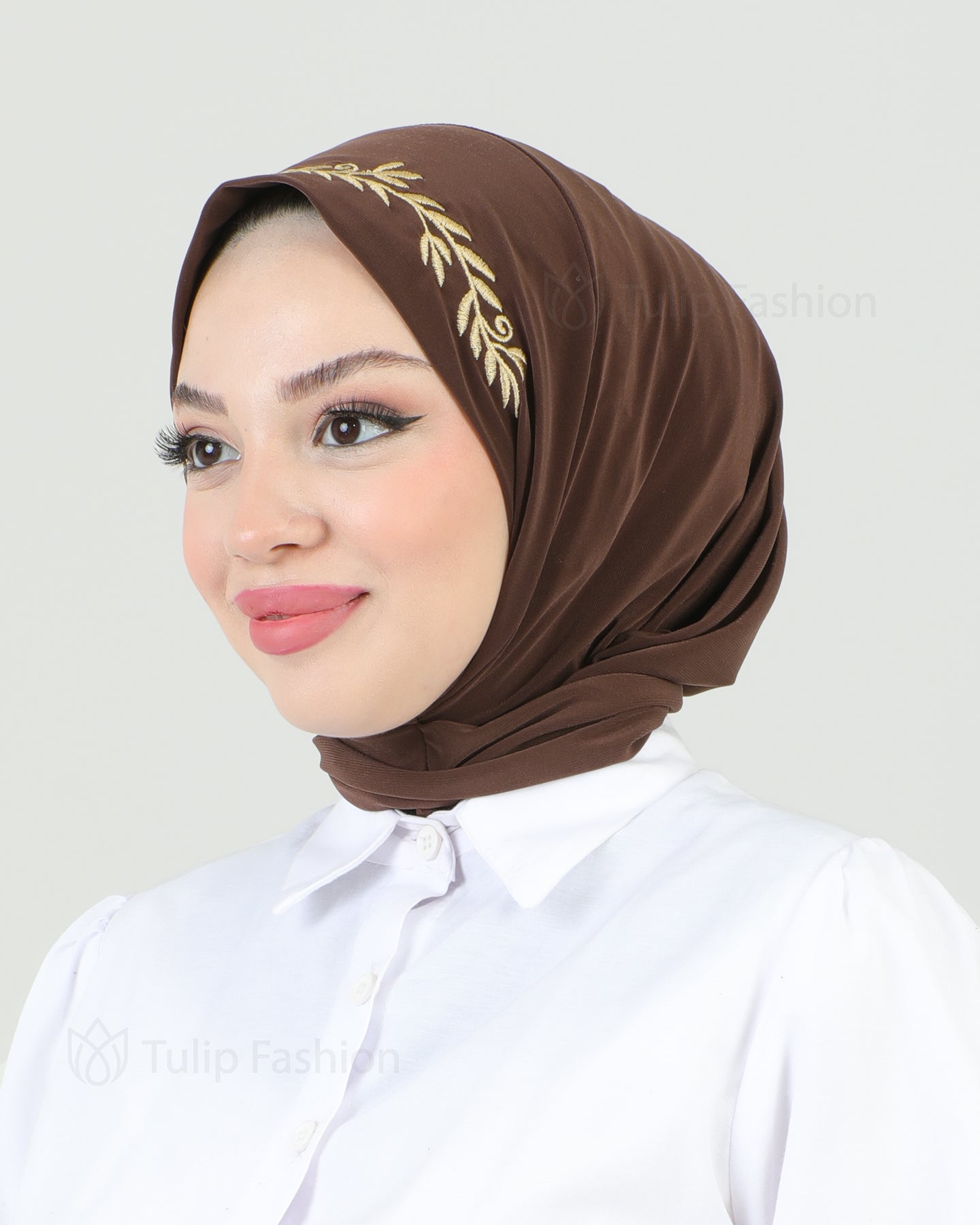 Hijab - Instant Lycra Leaf - Dark Brown