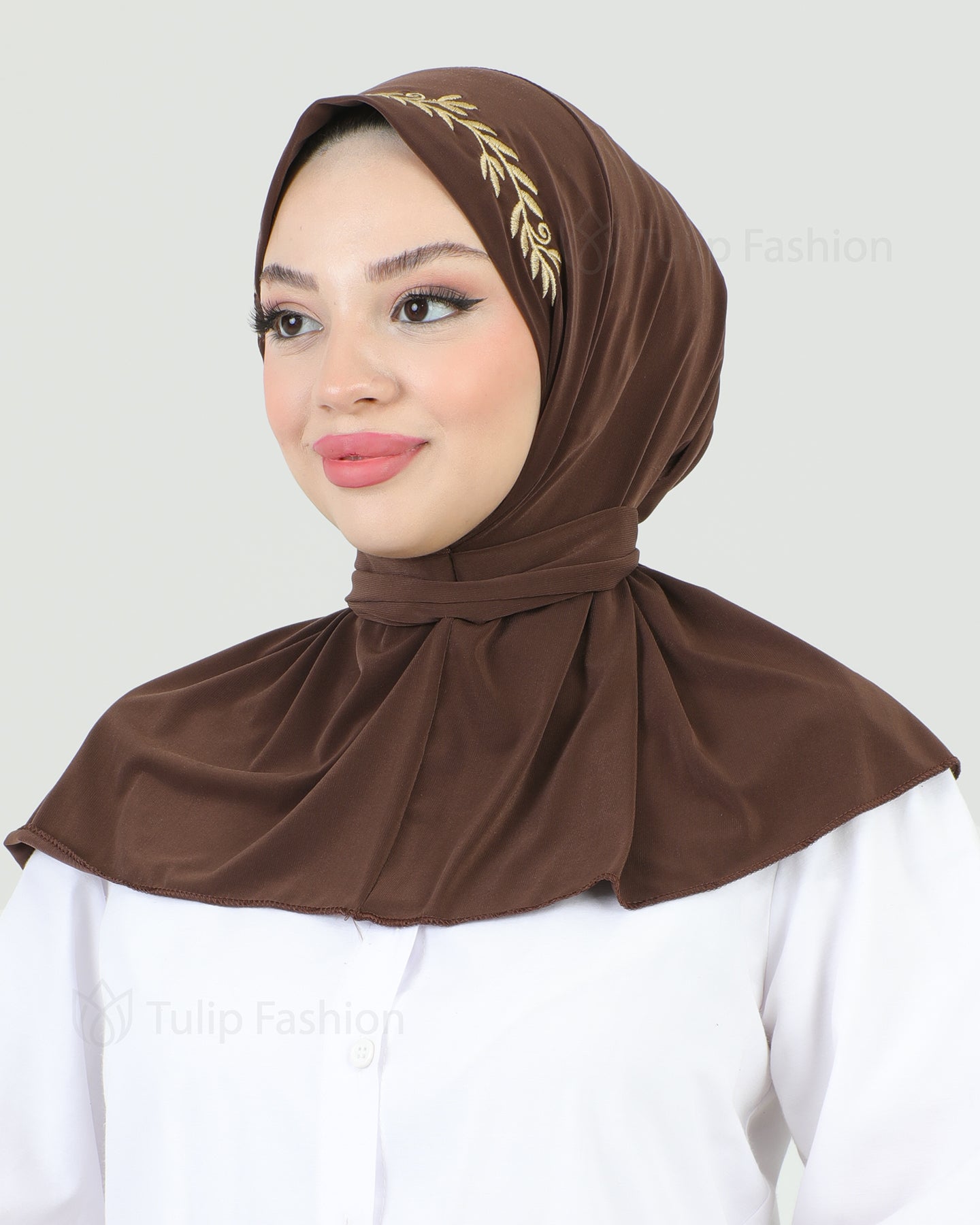 Hijab - Instant Lycra Leaf - Dark Brown