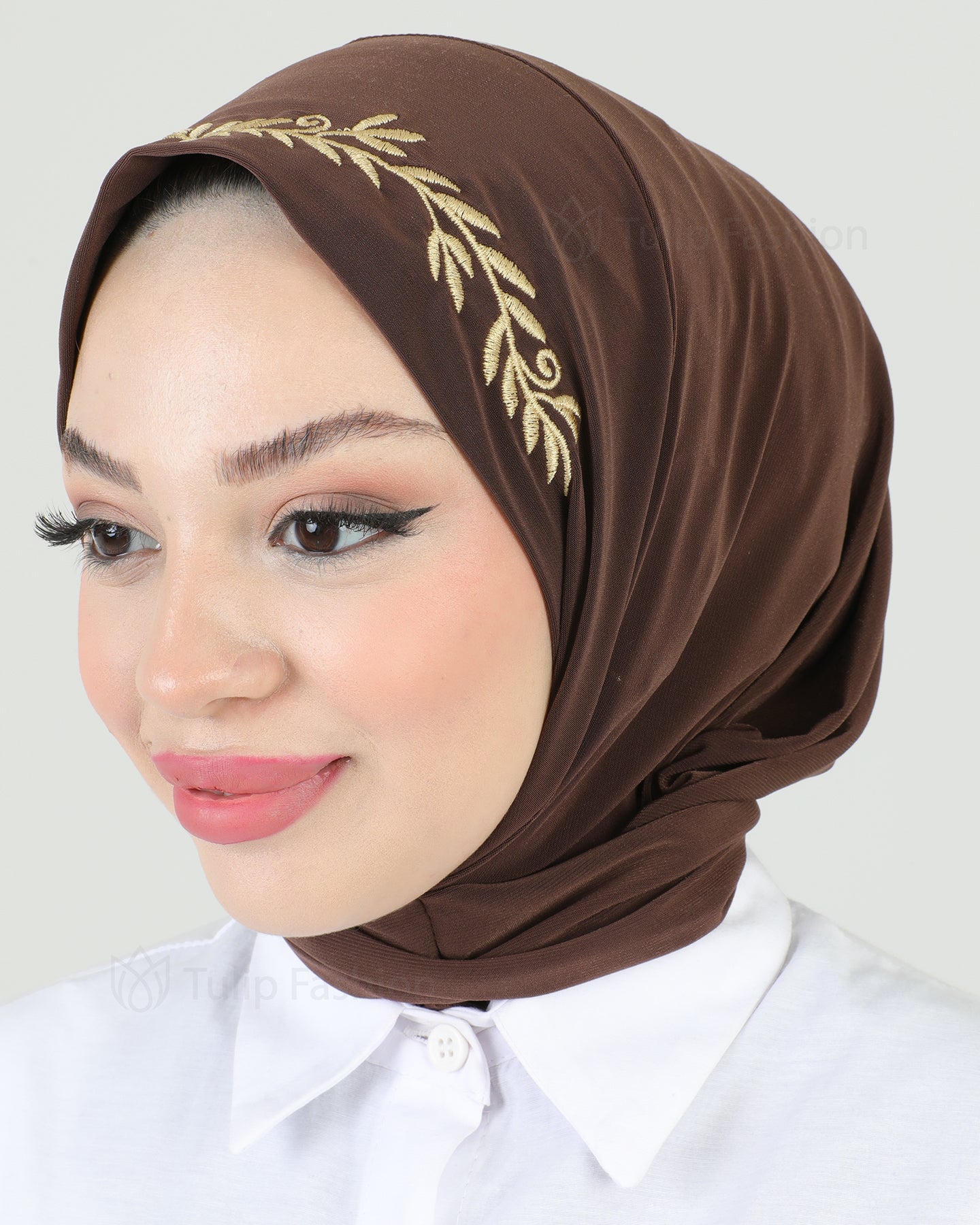 Hijab - Instant Lycra Leaf - Dark Brown