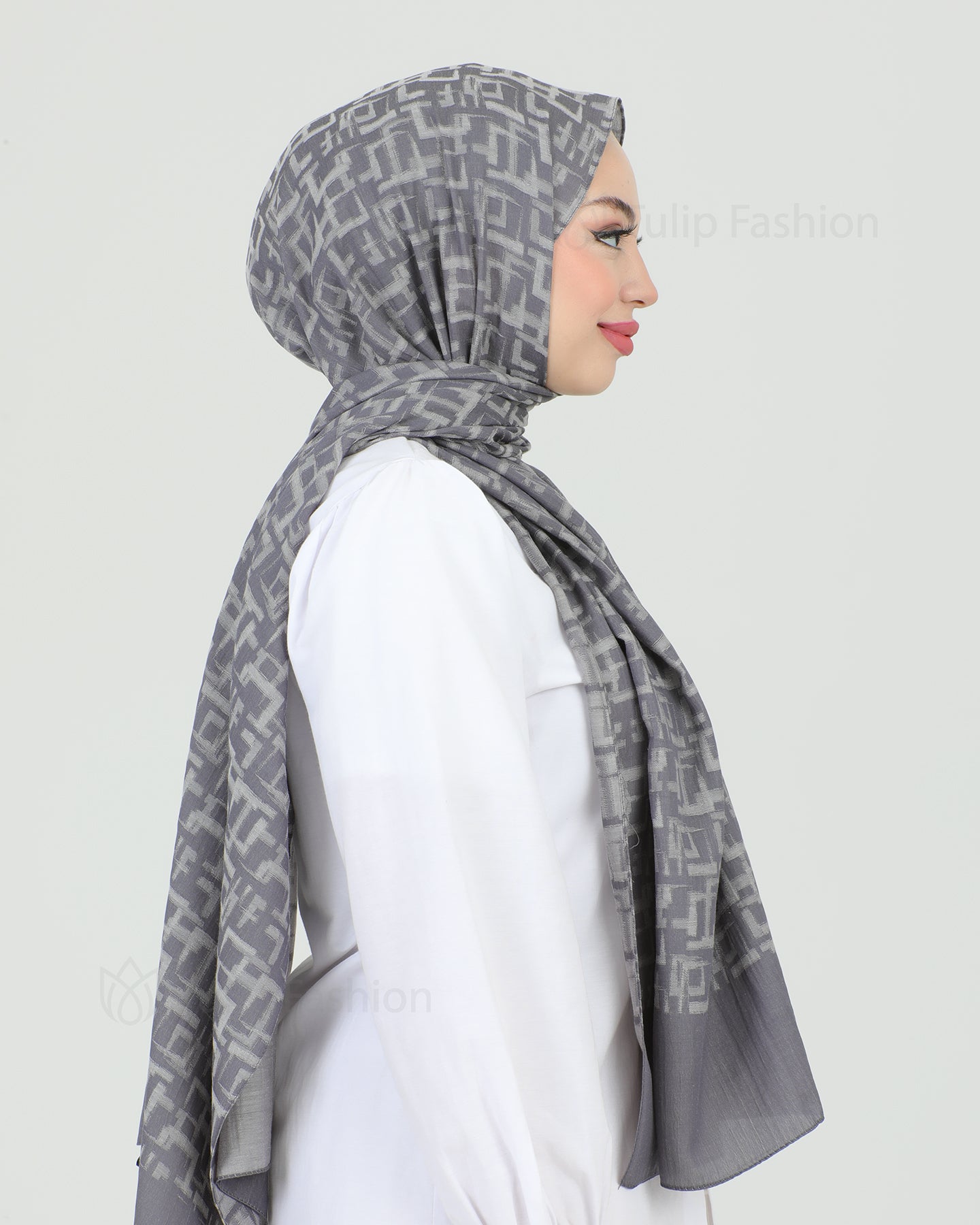Hijab - Squares - Gray