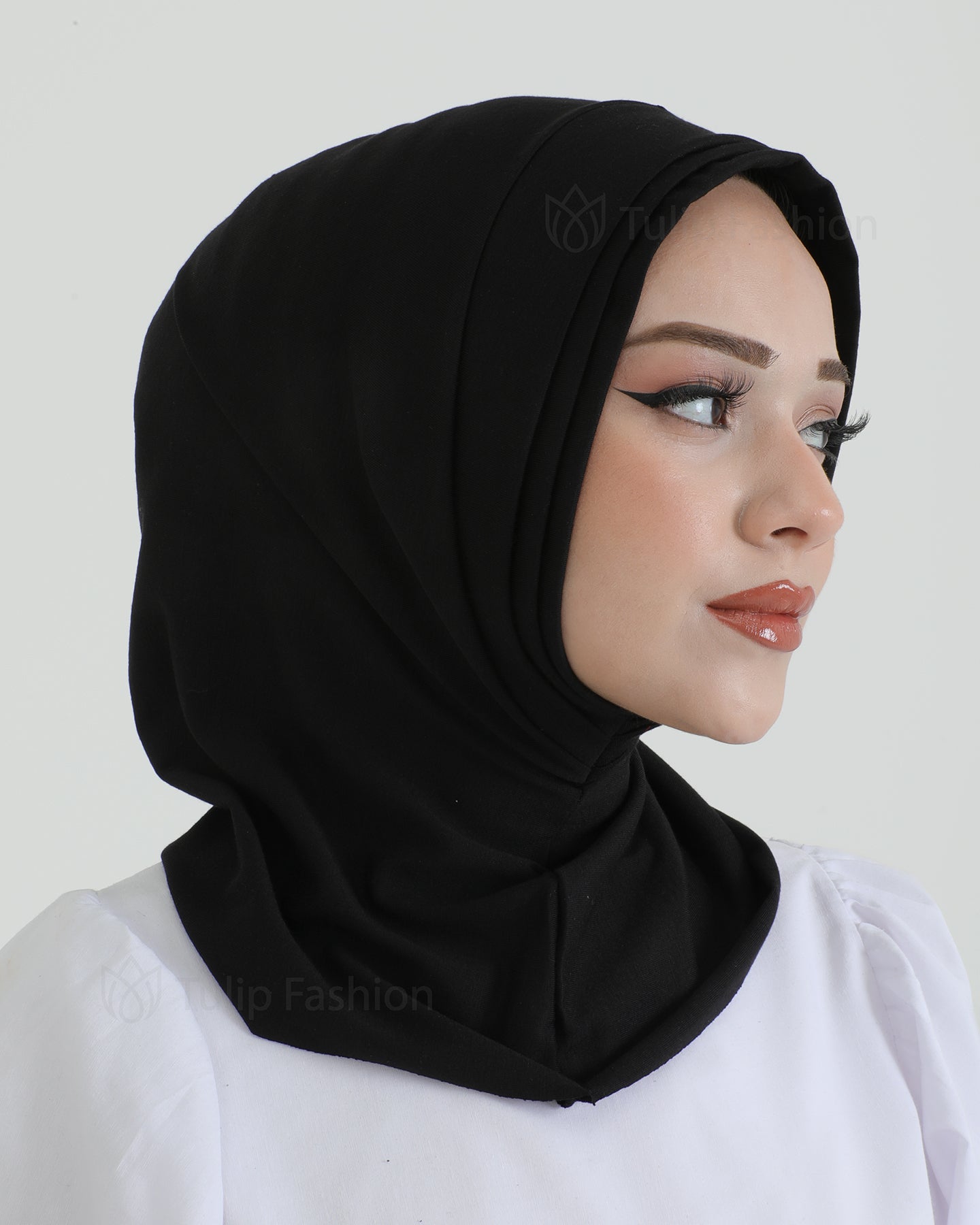 Hijab - Jersey Stripes One Piece - Black