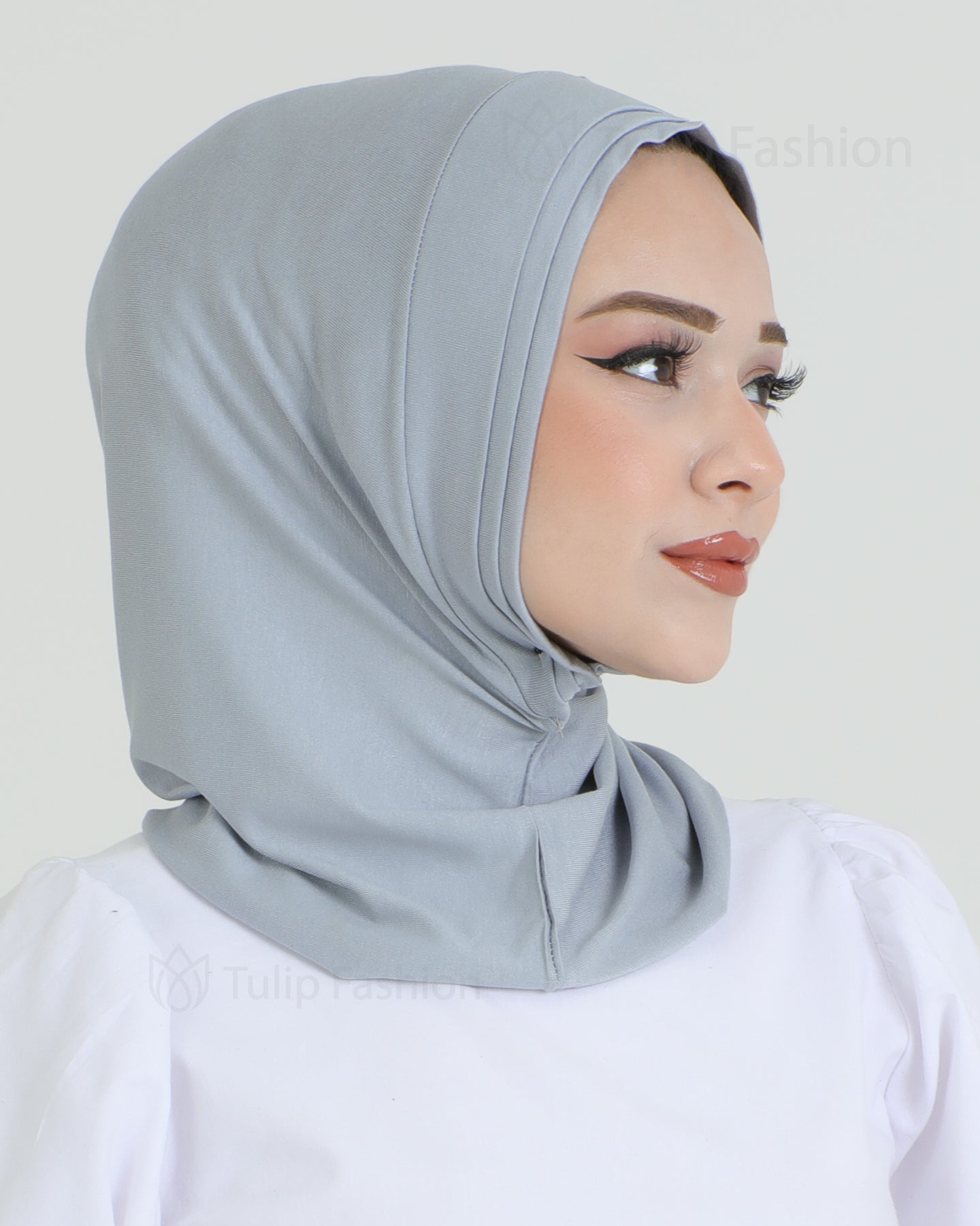 Hijab - Jersey Stripes One Piece - Gray