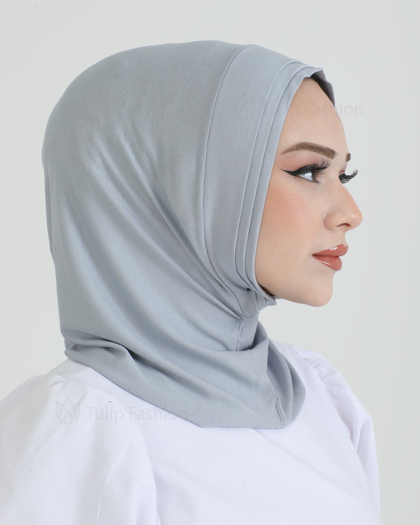 Hijab - Jersey Stripes One Piece - Gray