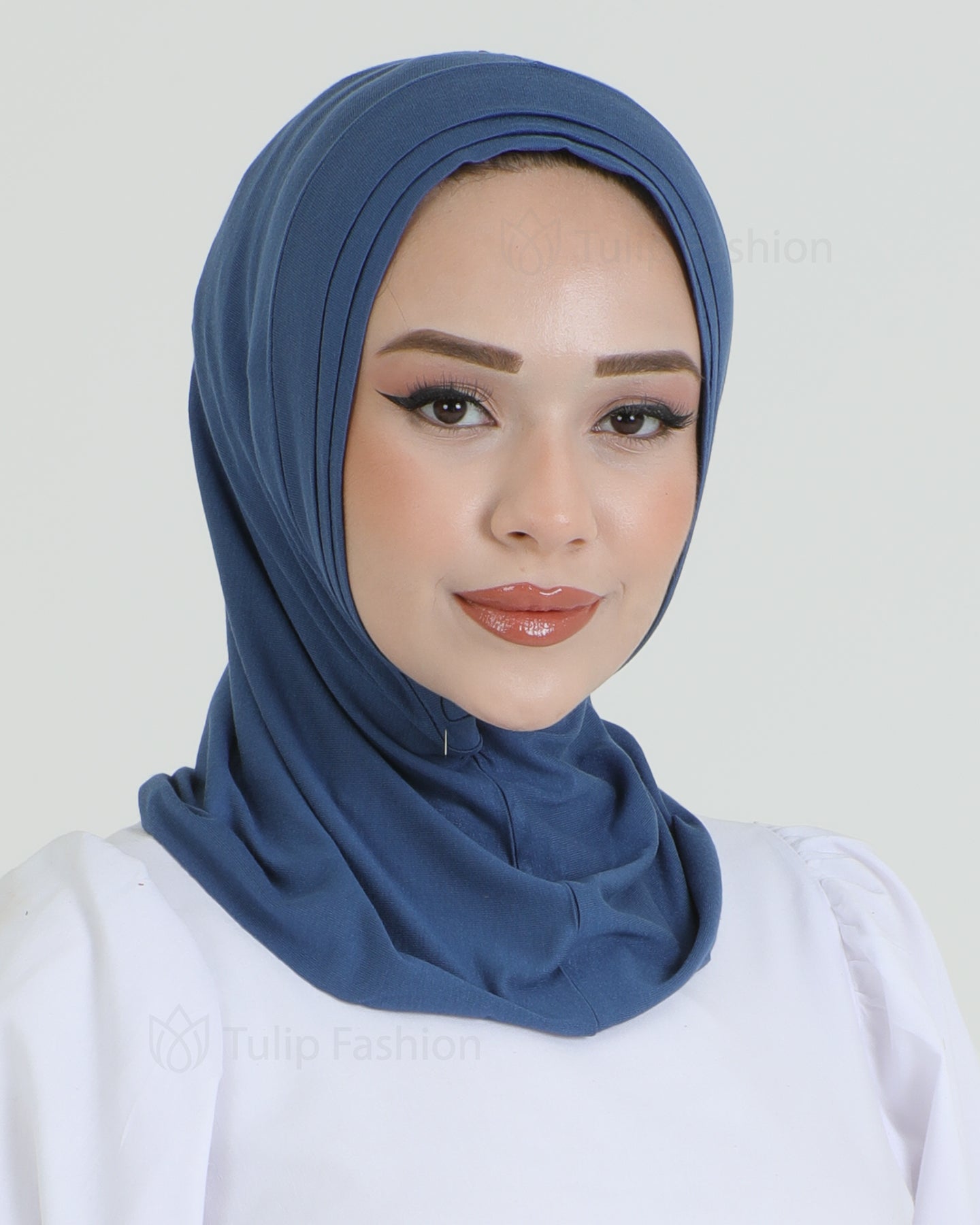 Hijab - Jersey Stripes One Piece - Royal Blue