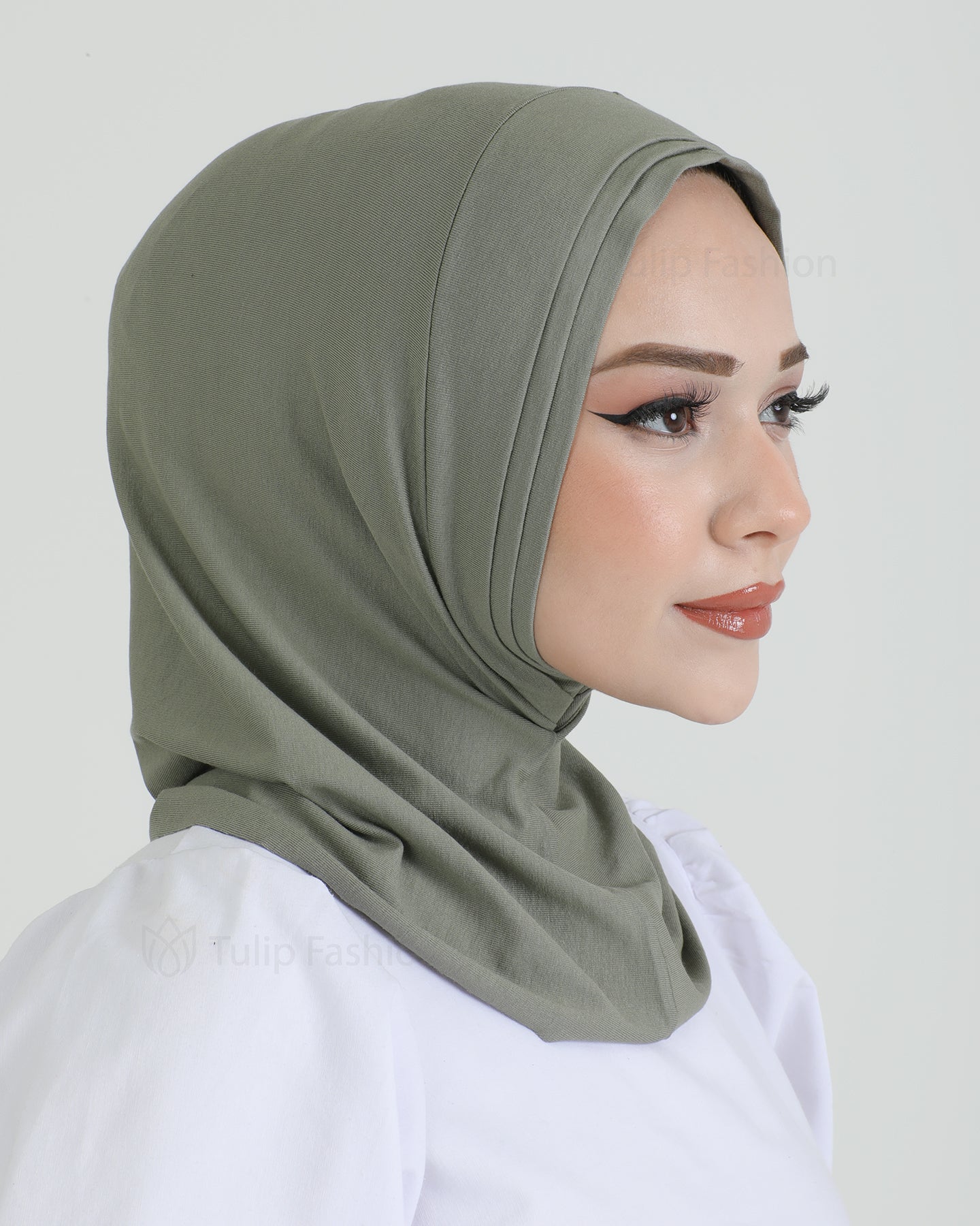 Hijab - Jersey Stripes One Piece - Pistachio Green