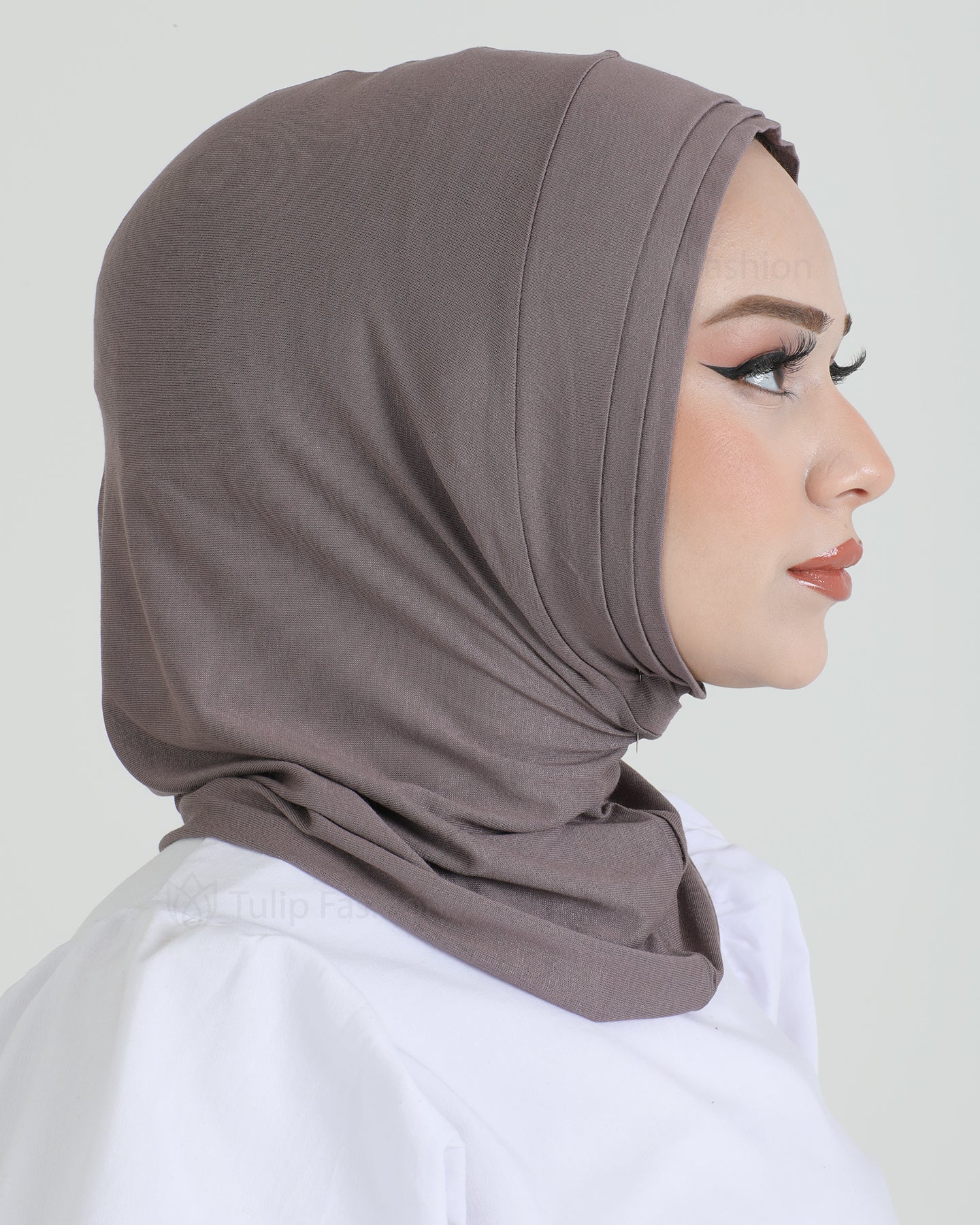 Hijab - Jersey Stripes One Piece - Old Mauve