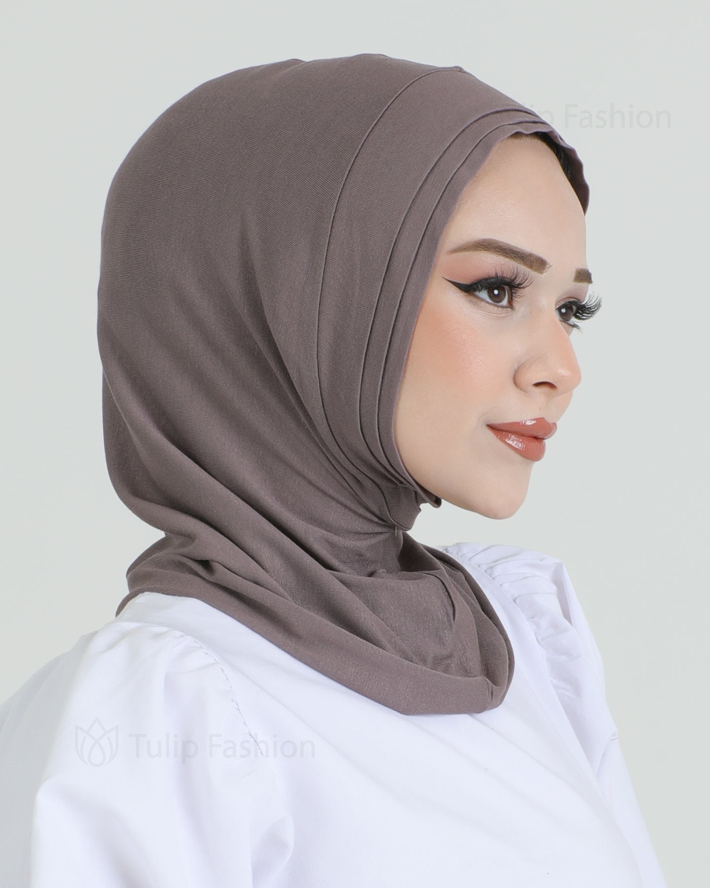 Hijab - Jersey Stripes One Piece - Old Mauve