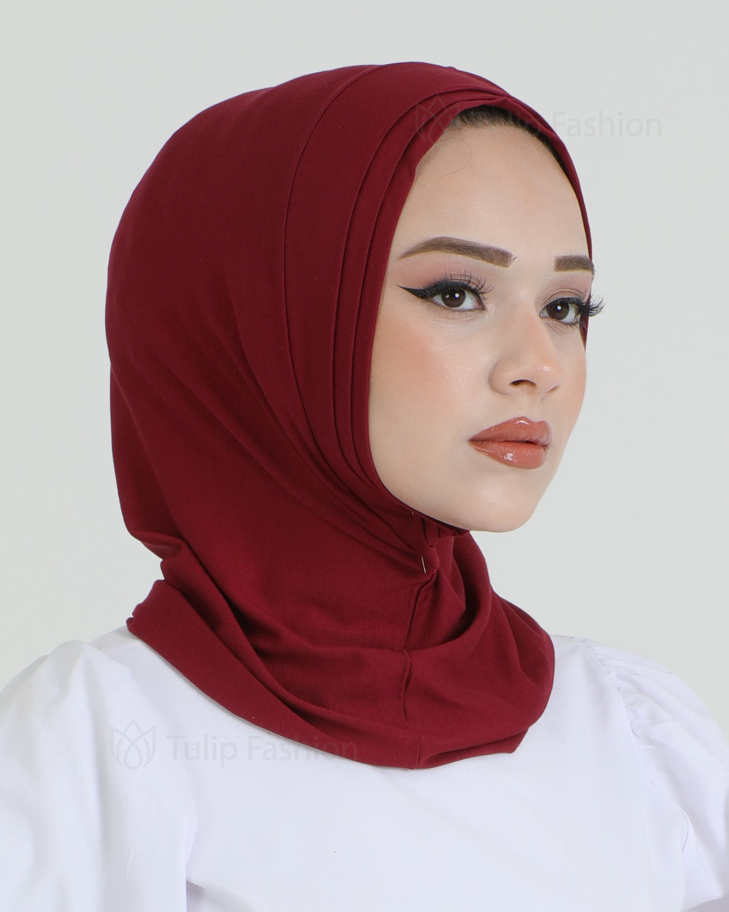 Hijab - Jersey Stripes One Piece - Maroon